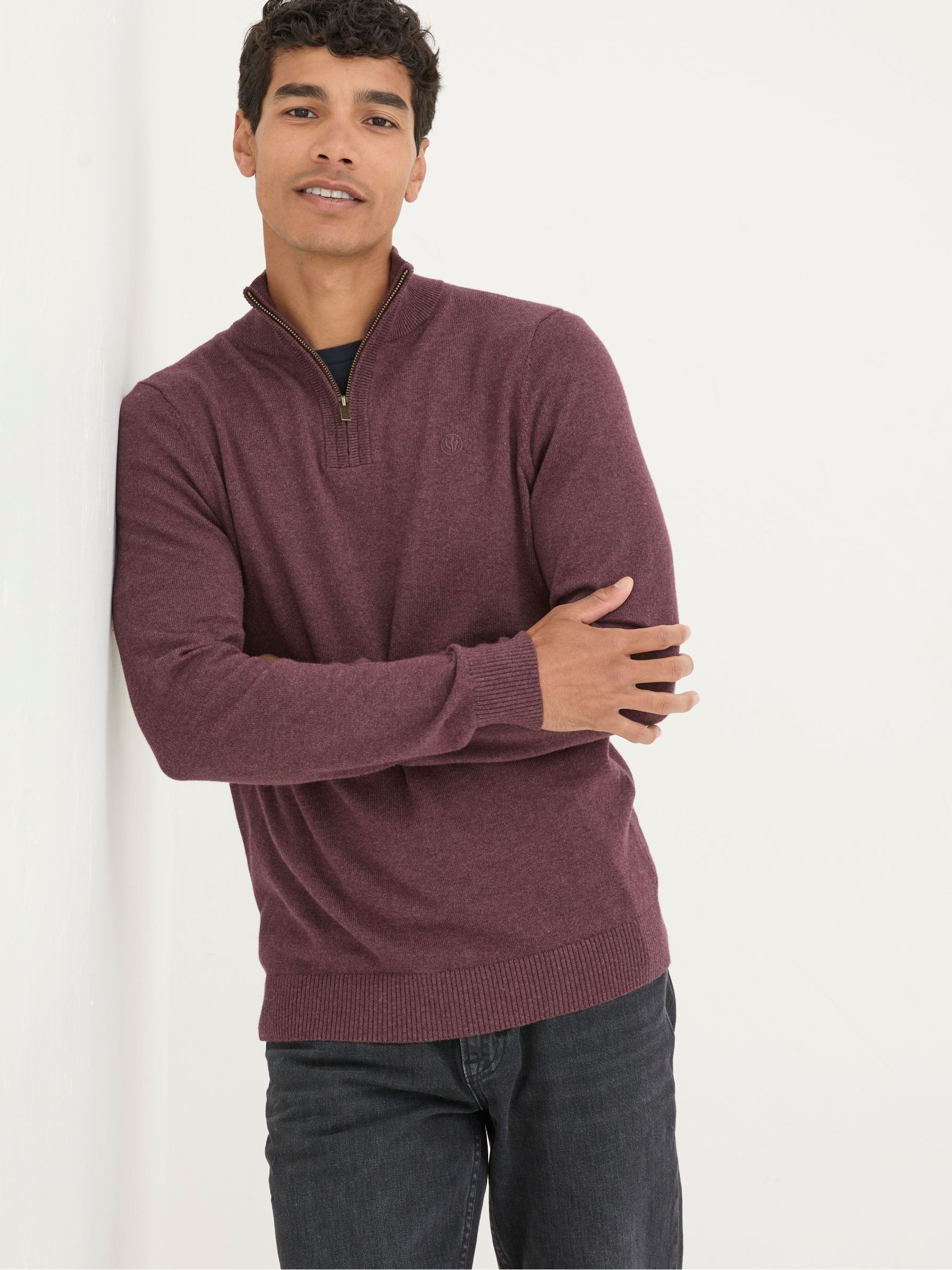 Rye Burgundy Red Half-Neck Jumper - Image 2 of 6