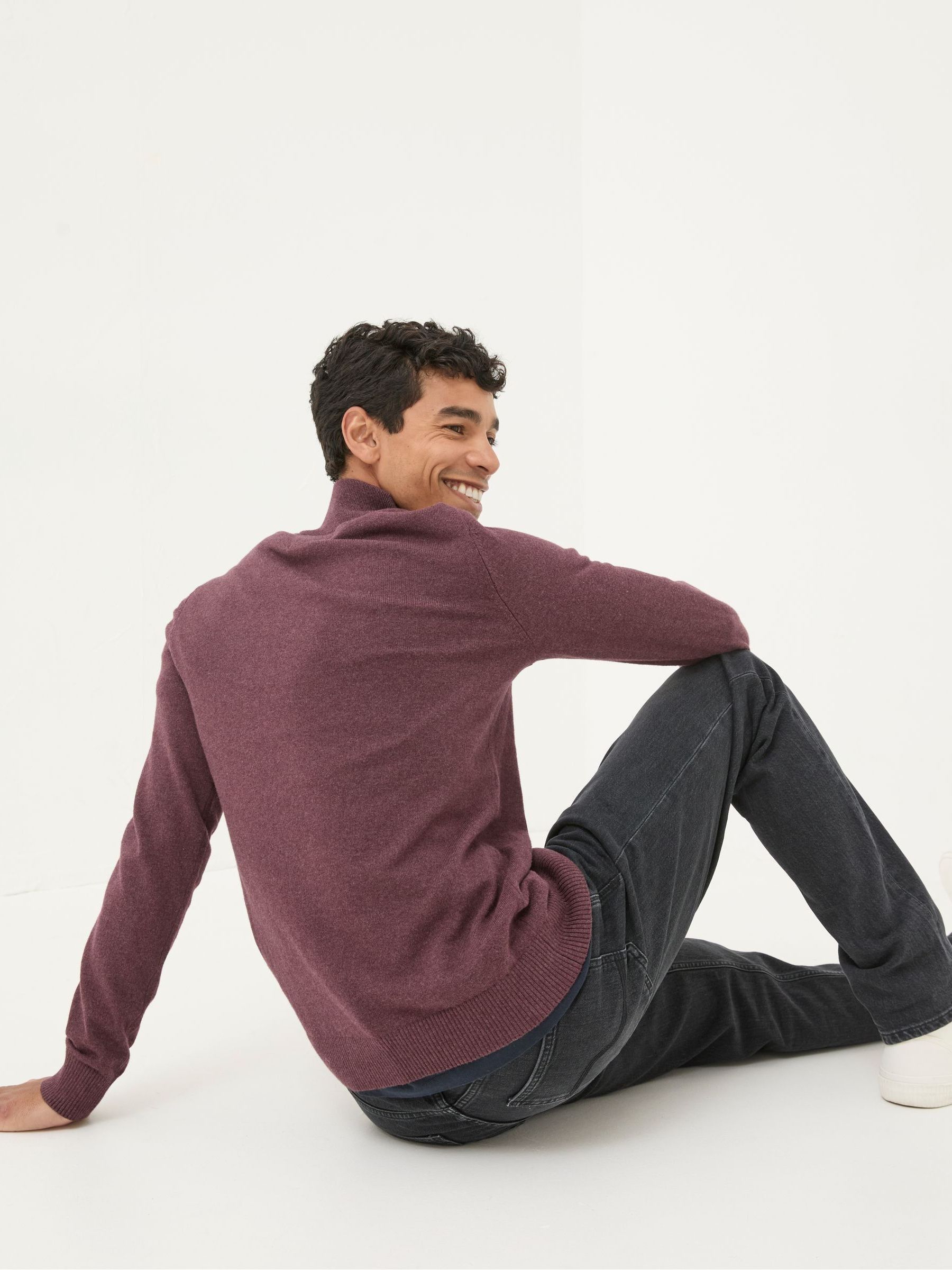 Rye Burgundy Red Half-Neck Jumper - Image 3 of 6