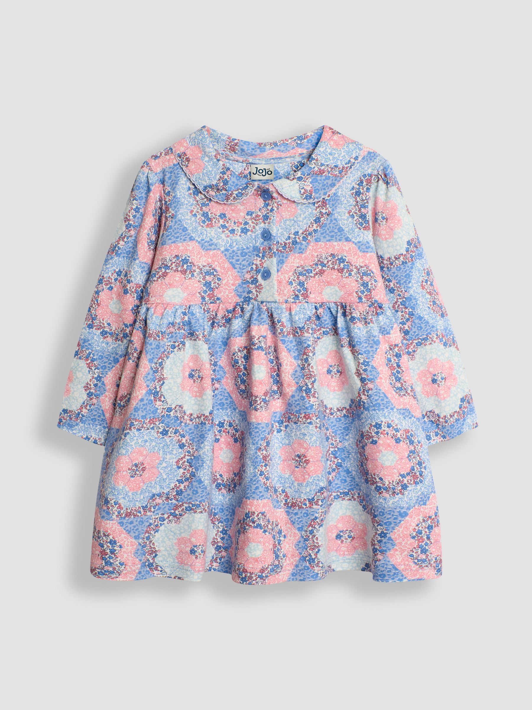 Pink Patchwork Floral Peter Pan Dress - Image 1 of 3