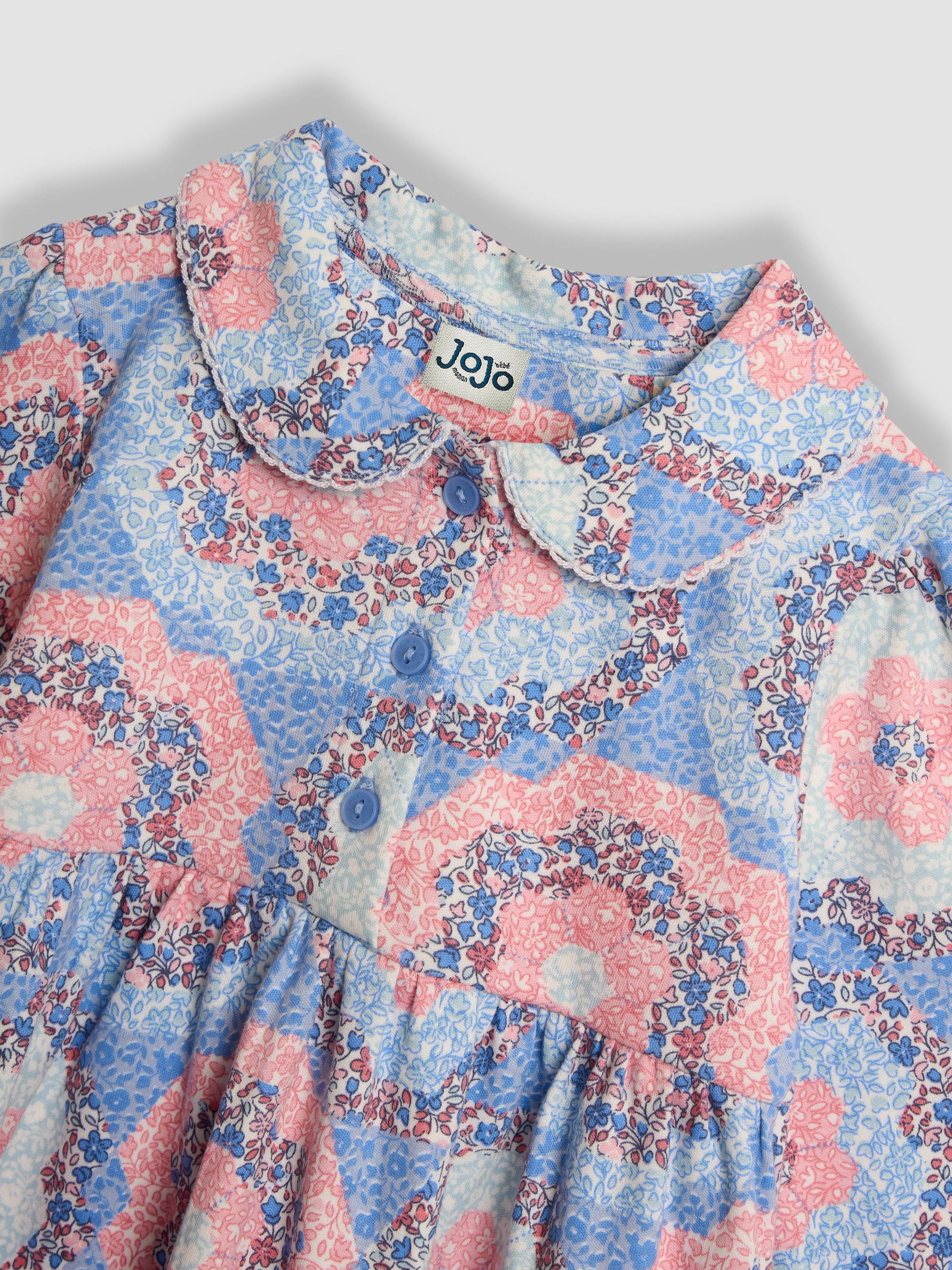 Pink Patchwork Floral Peter Pan Dress - Image 3 of 3