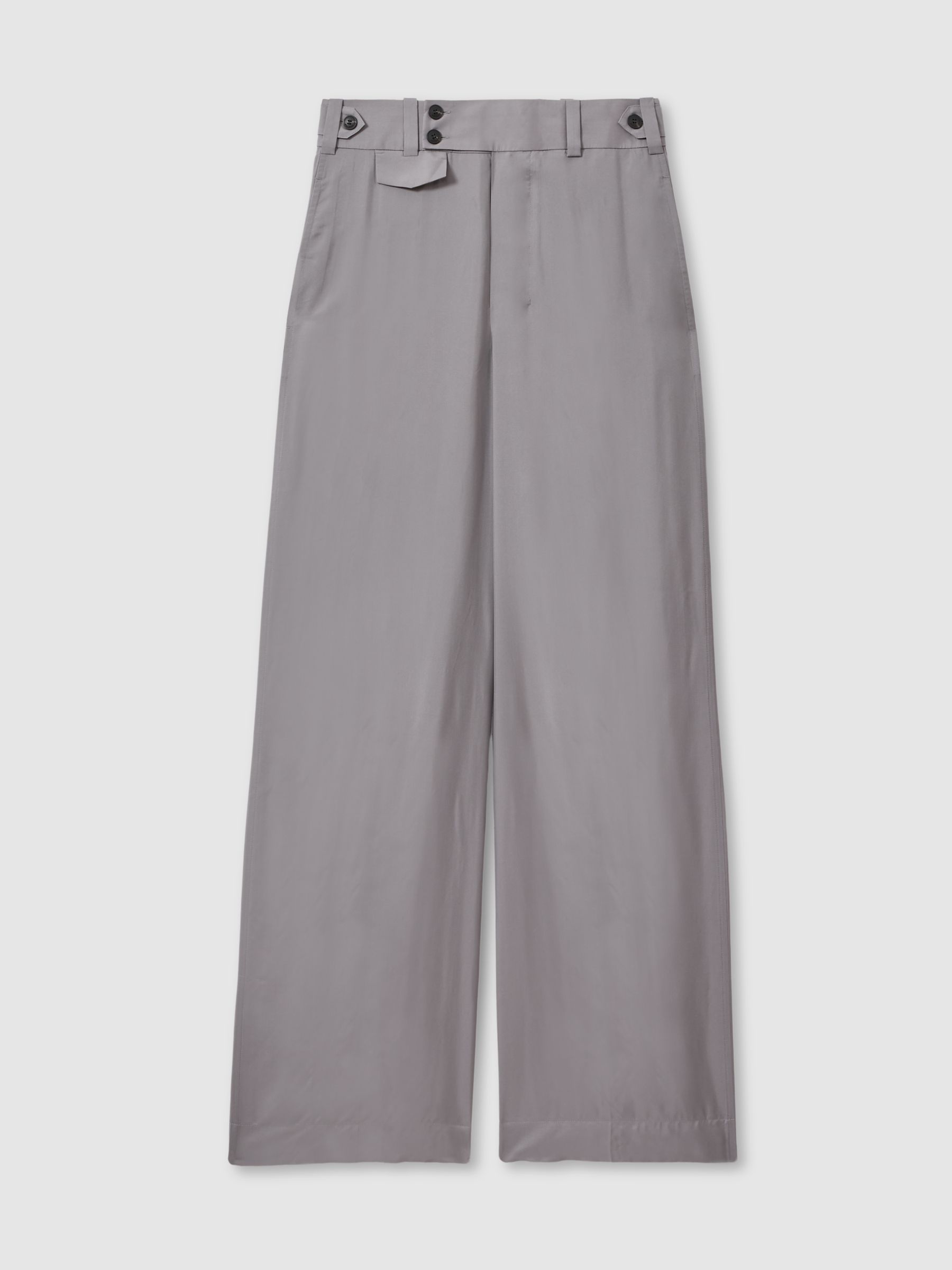 Atelier Wide Leg Waistband Detail Trousers in Grey - Image 2 of 6