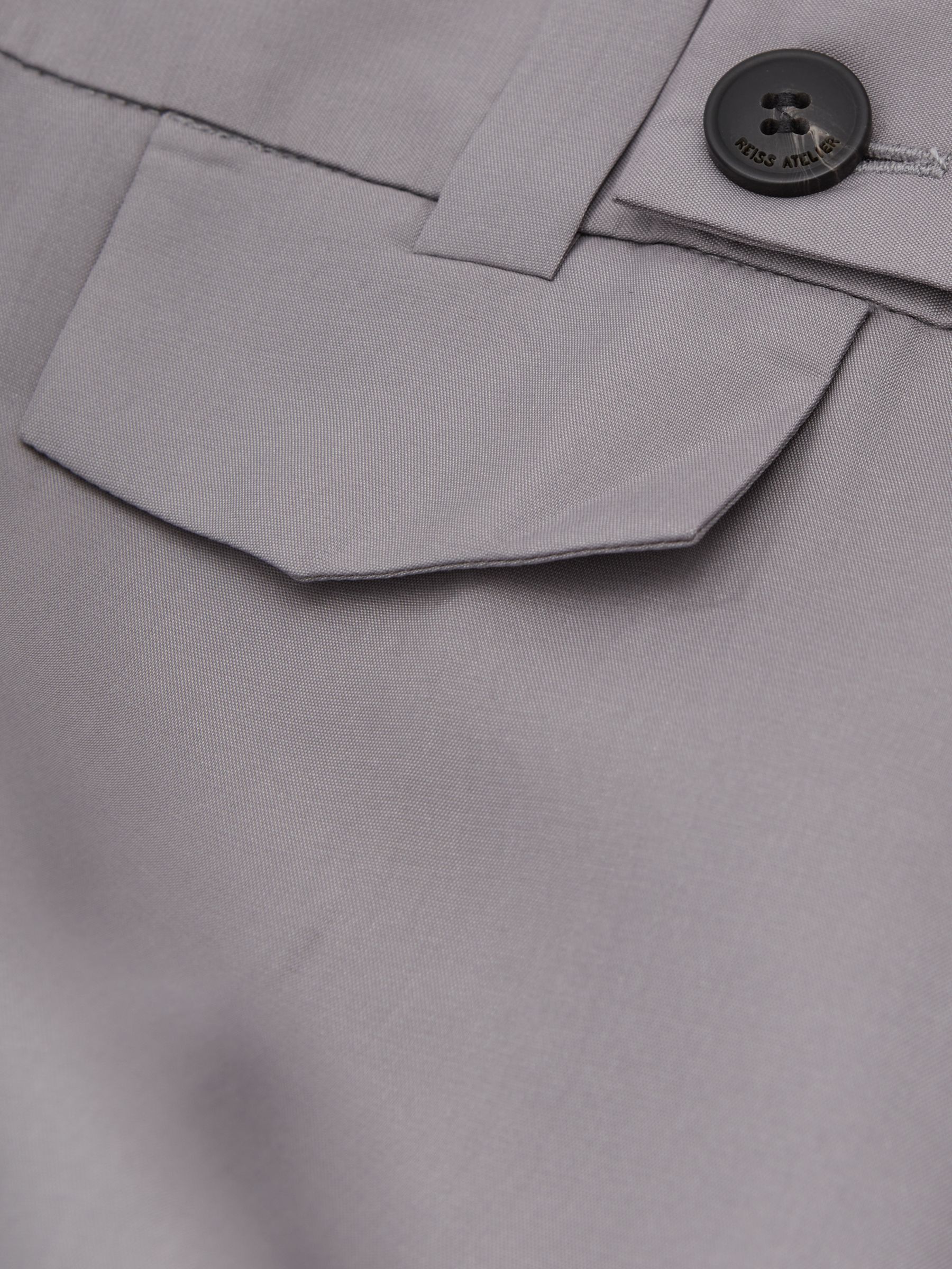 Atelier Wide Leg Waistband Detail Trousers in Grey - Image 5 of 6