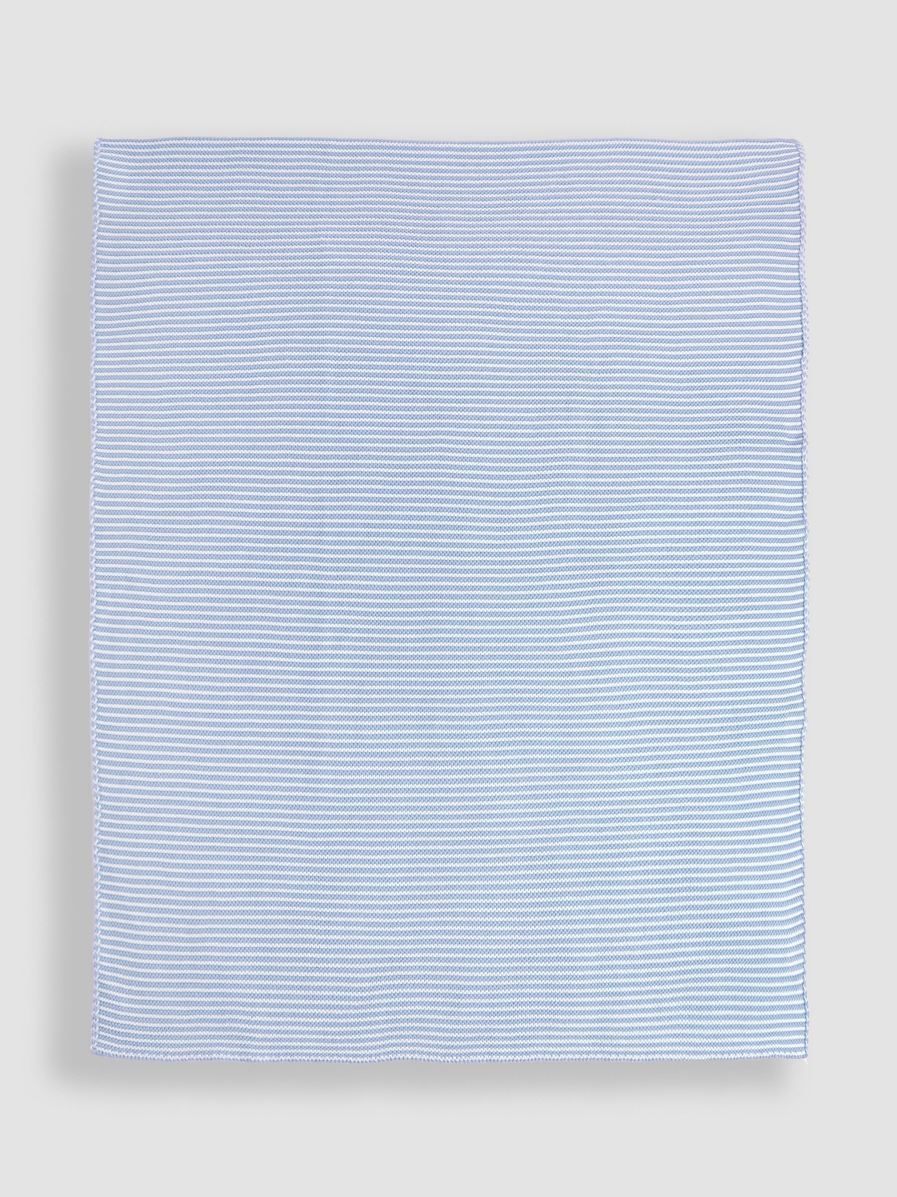 Knitted Stripe Blanket Blue - Image 2 of 3