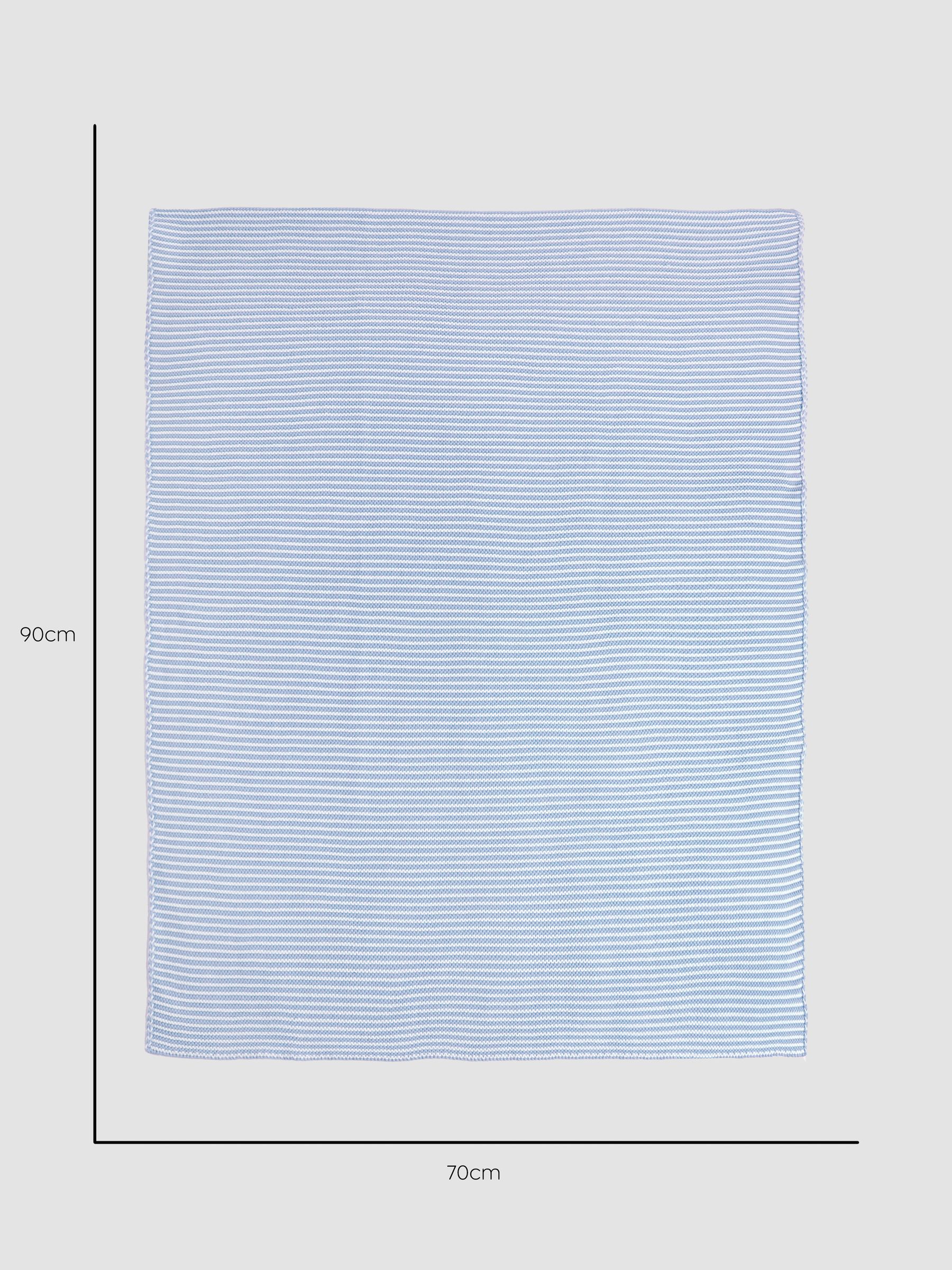 Knitted Stripe Blanket Blue - Image 3 of 3
