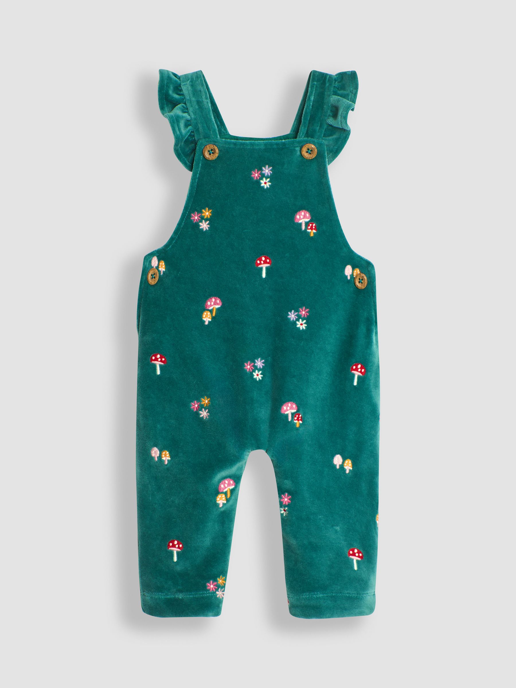 Green Toadstool Embroidered Velour Dungarees and Top Set - Image 2 of 6