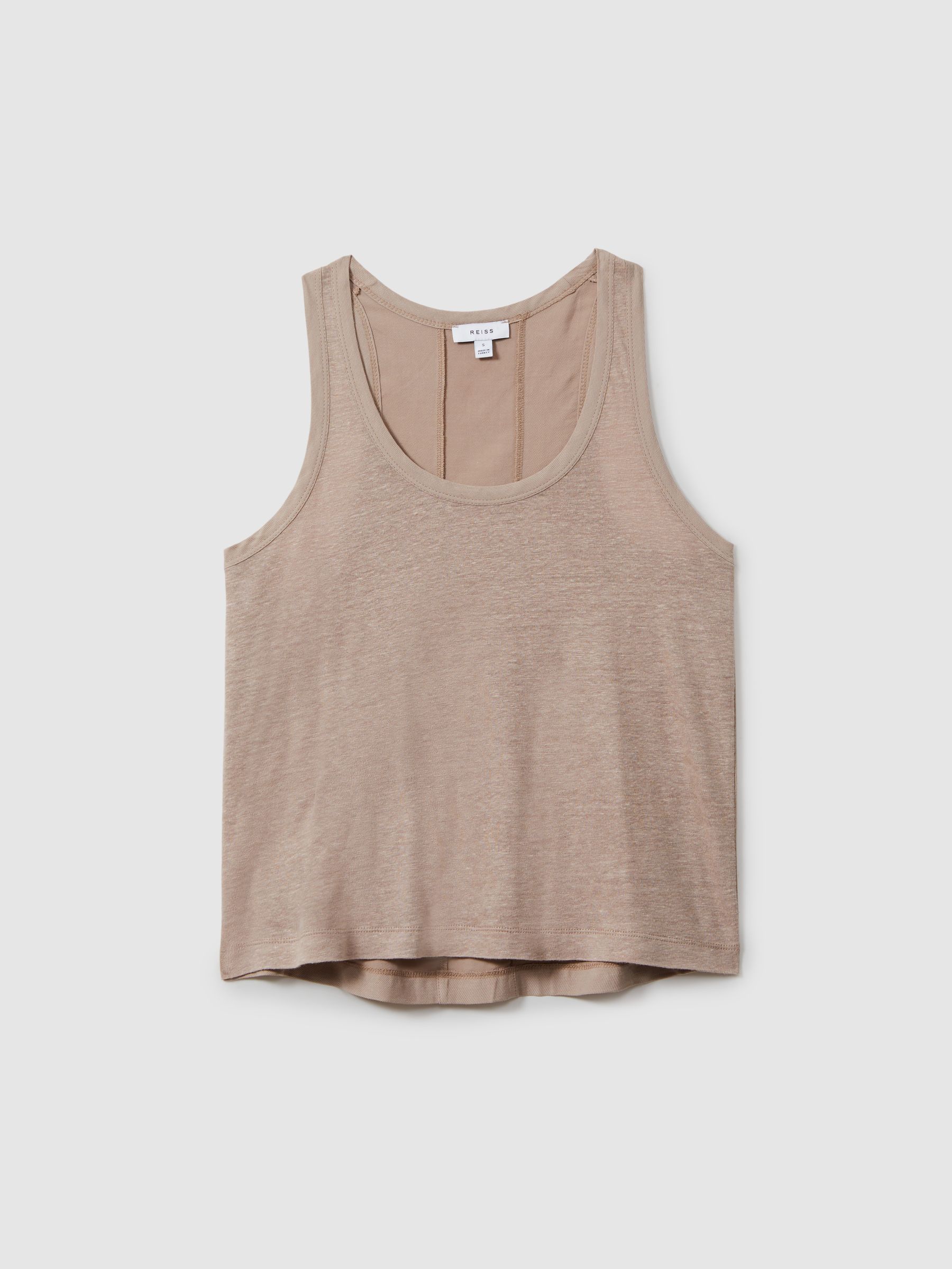 Linen Scoop Neck Vest in Mink - Image 2 of 6 Linen Scoop Neck Vest in Mink - Image 2 of 6