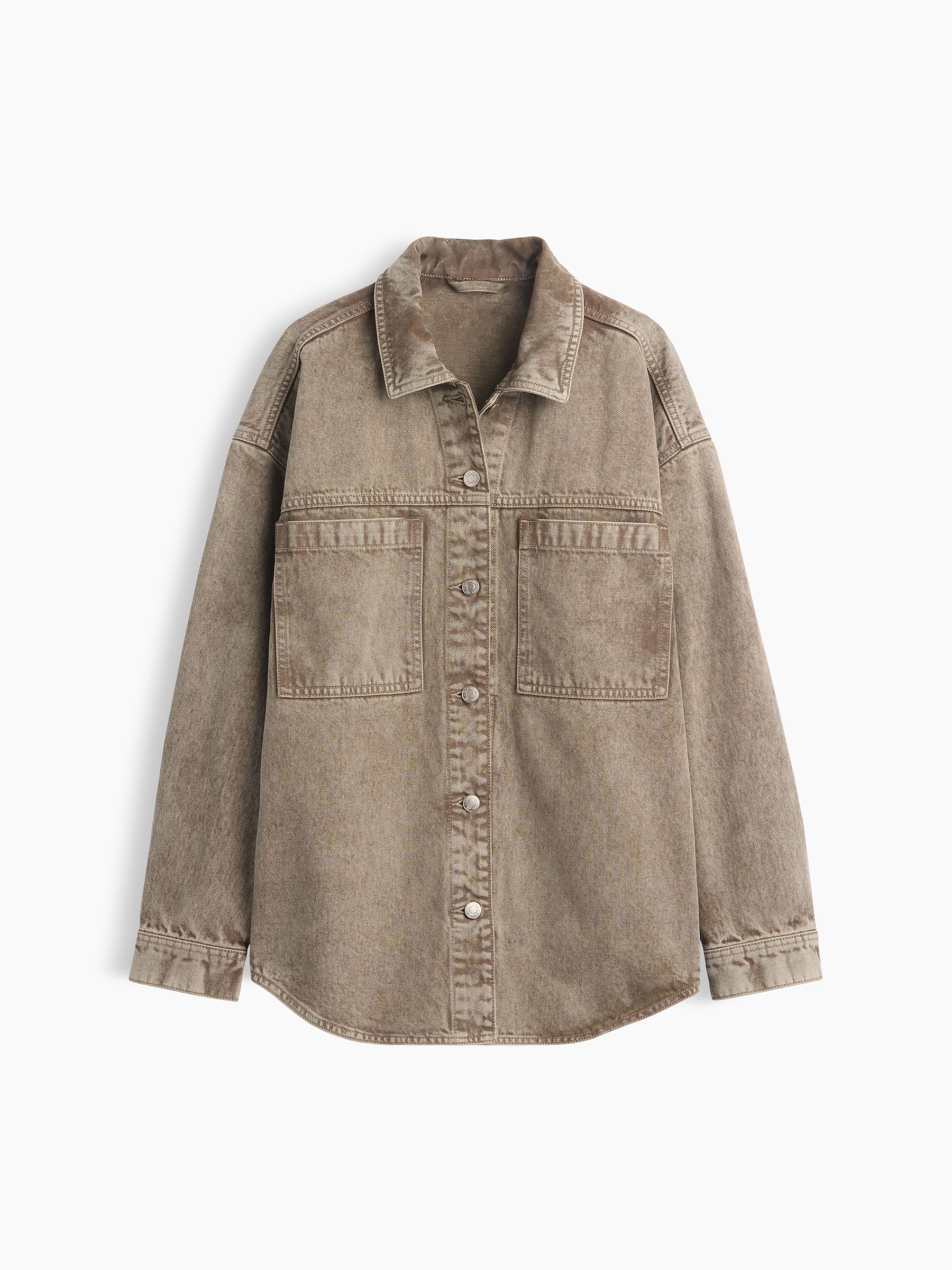 Acid Brown Denim Oversized Shirt Jacket - Image 1 of 1 Acid Brown Denim Oversized Shirt Jacket - Image 1 of 1