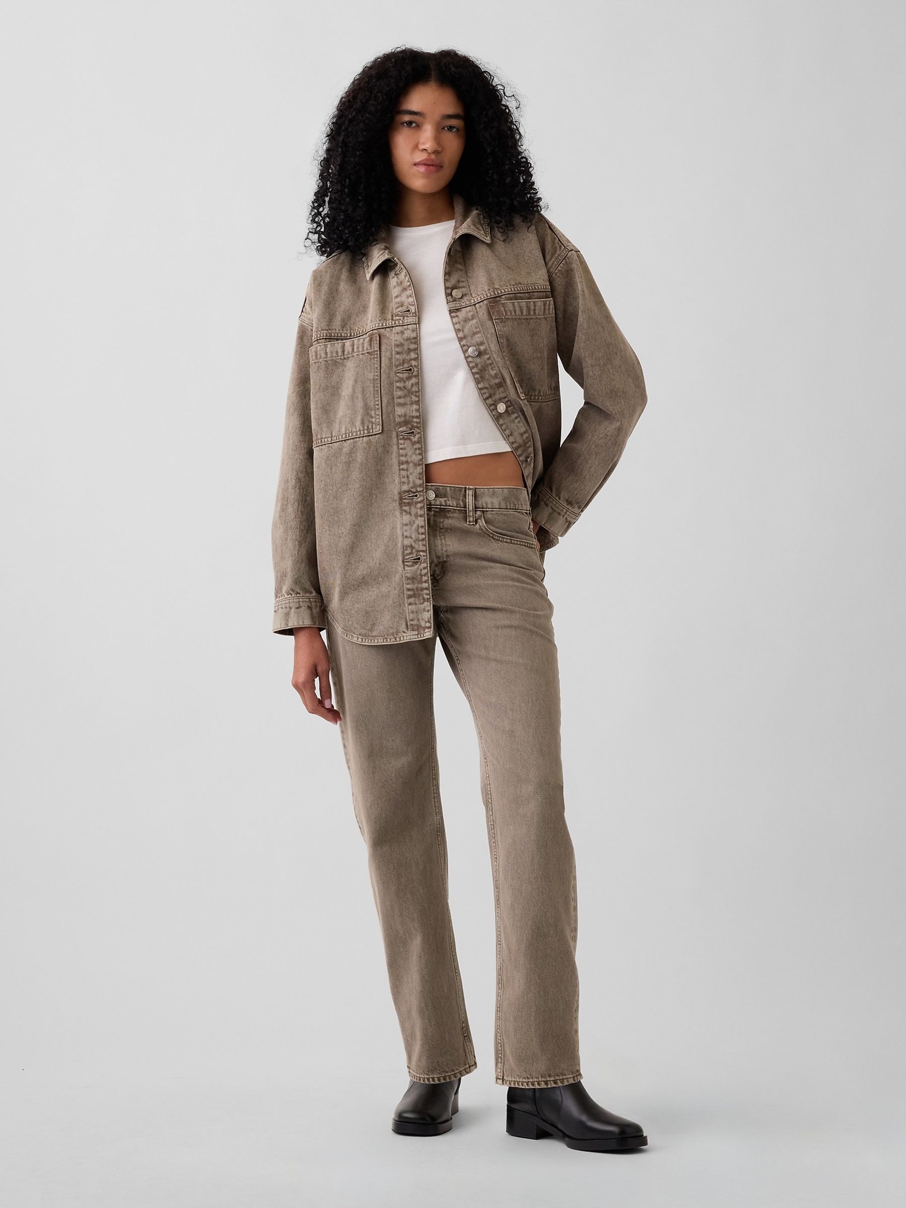 Acid Brown Denim Oversized Shirt Jacket - Image 2 of 7