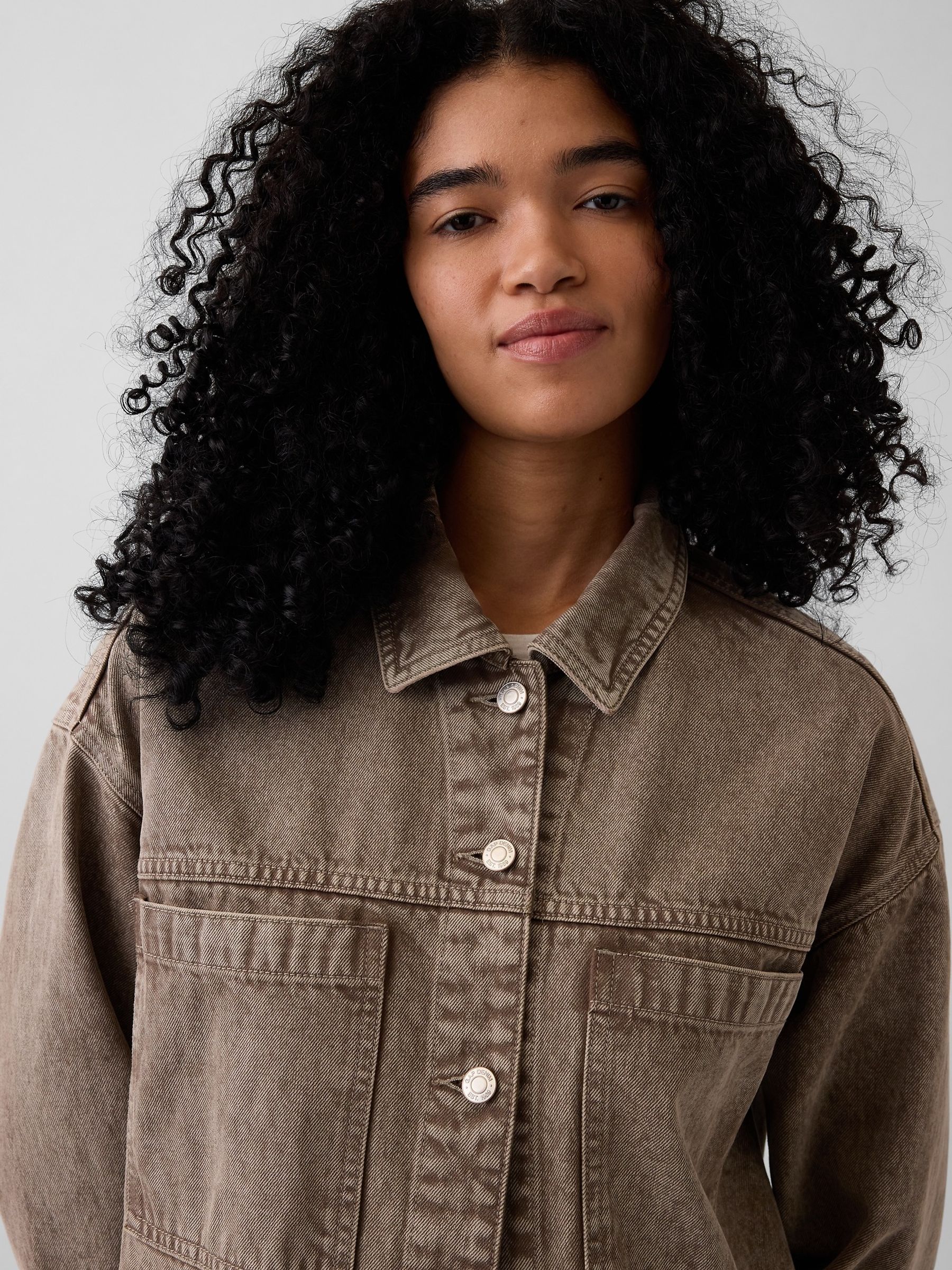 Acid Brown Denim Oversized Shirt Jacket - Image 3 of 7