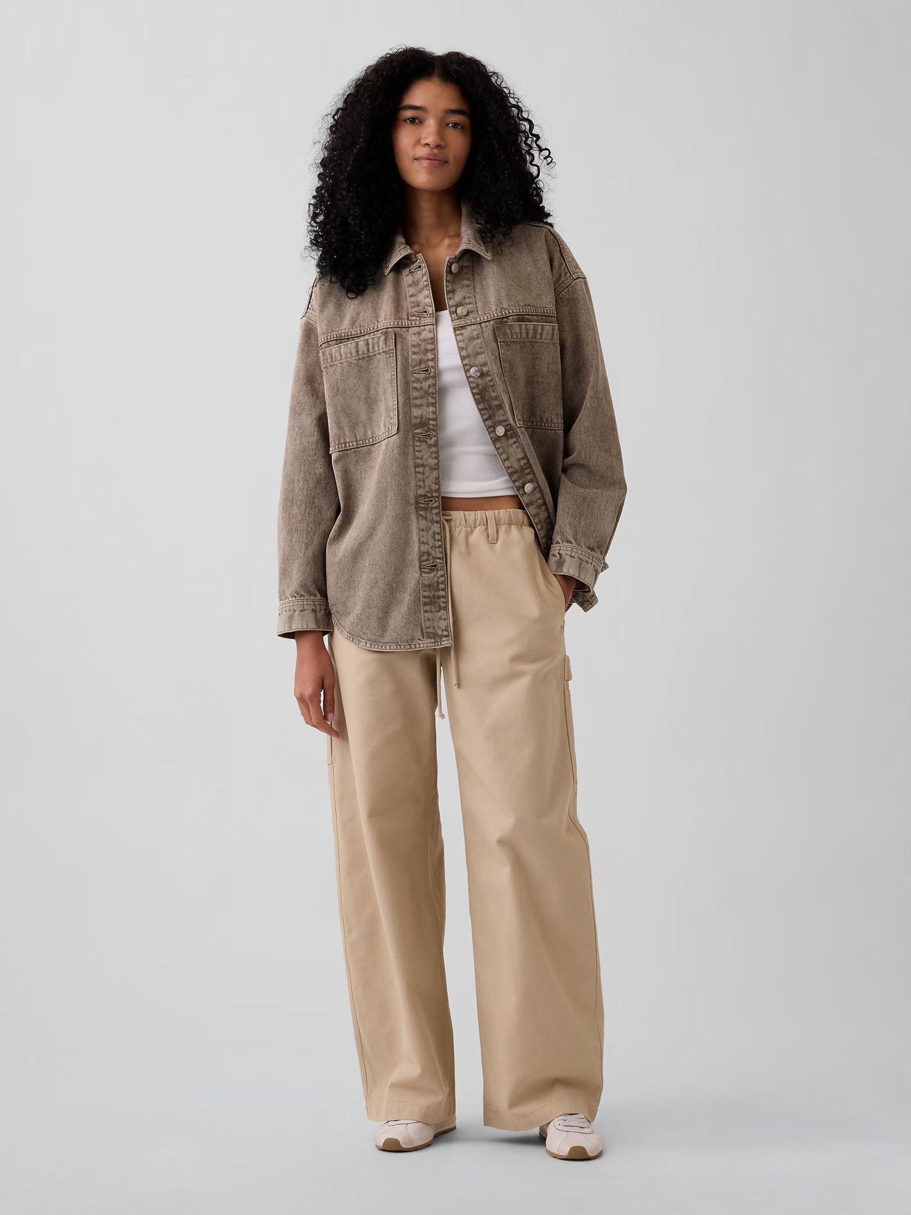 Acid Brown Denim Oversized Shirt Jacket - Image 5 of 7