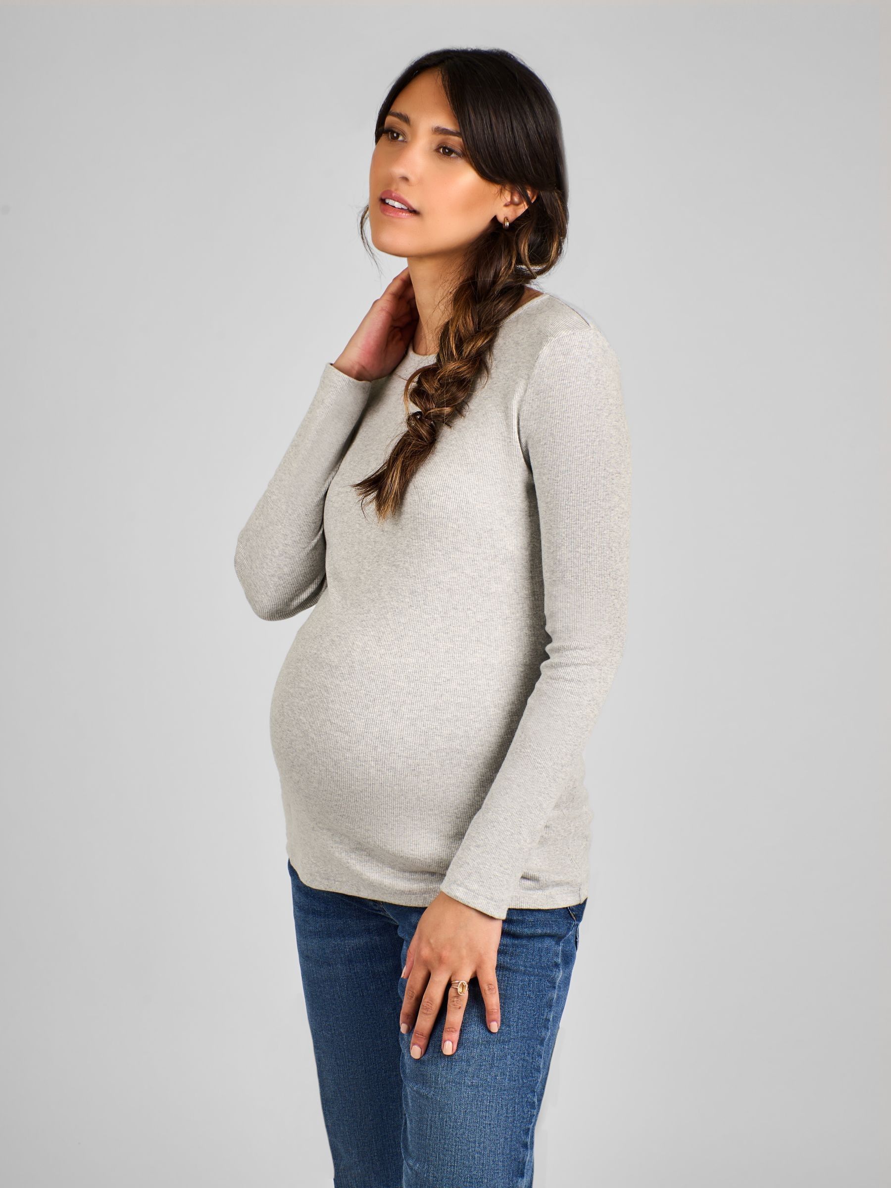 Marl Grey & Blue 2-Pack Ribbed Jersey Maternity Tops - Image 2 of 11