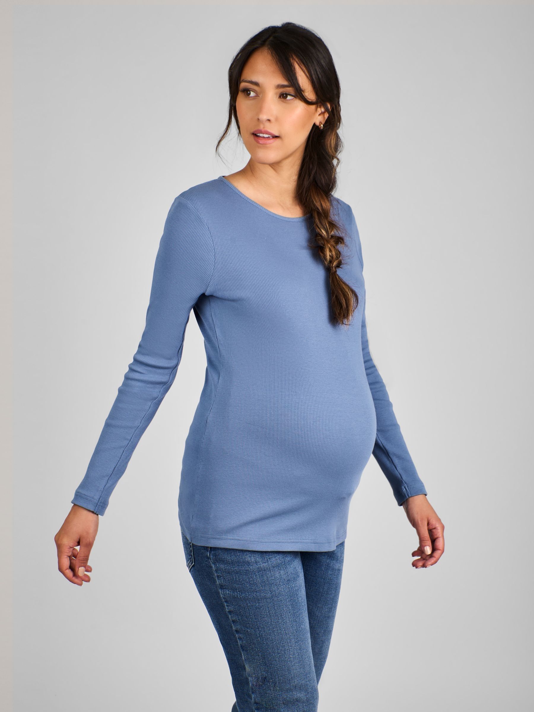 Marl Grey & Blue 2-Pack Ribbed Jersey Maternity Tops - Image 3 of 11