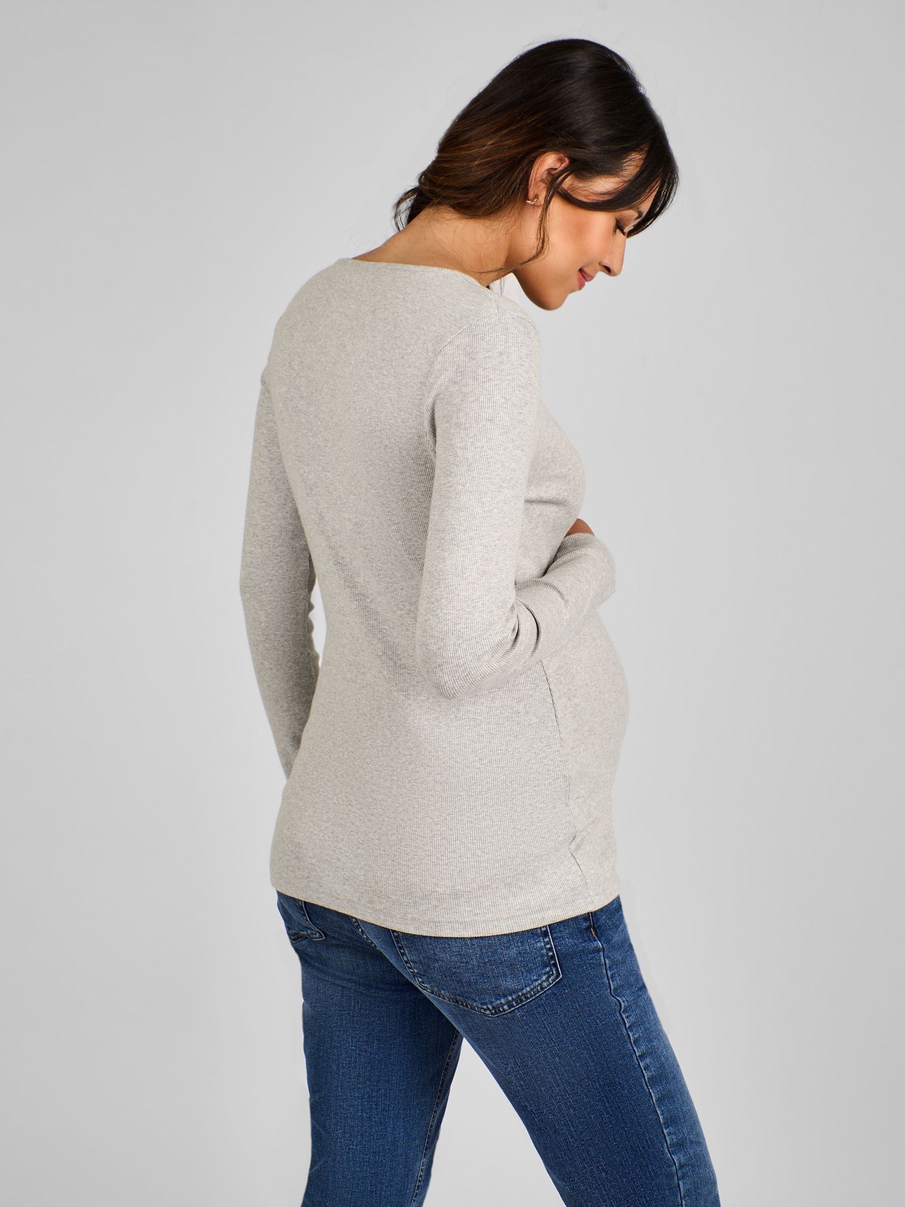 Marl Grey & Blue 2-Pack Ribbed Jersey Maternity Tops - Image 4 of 11