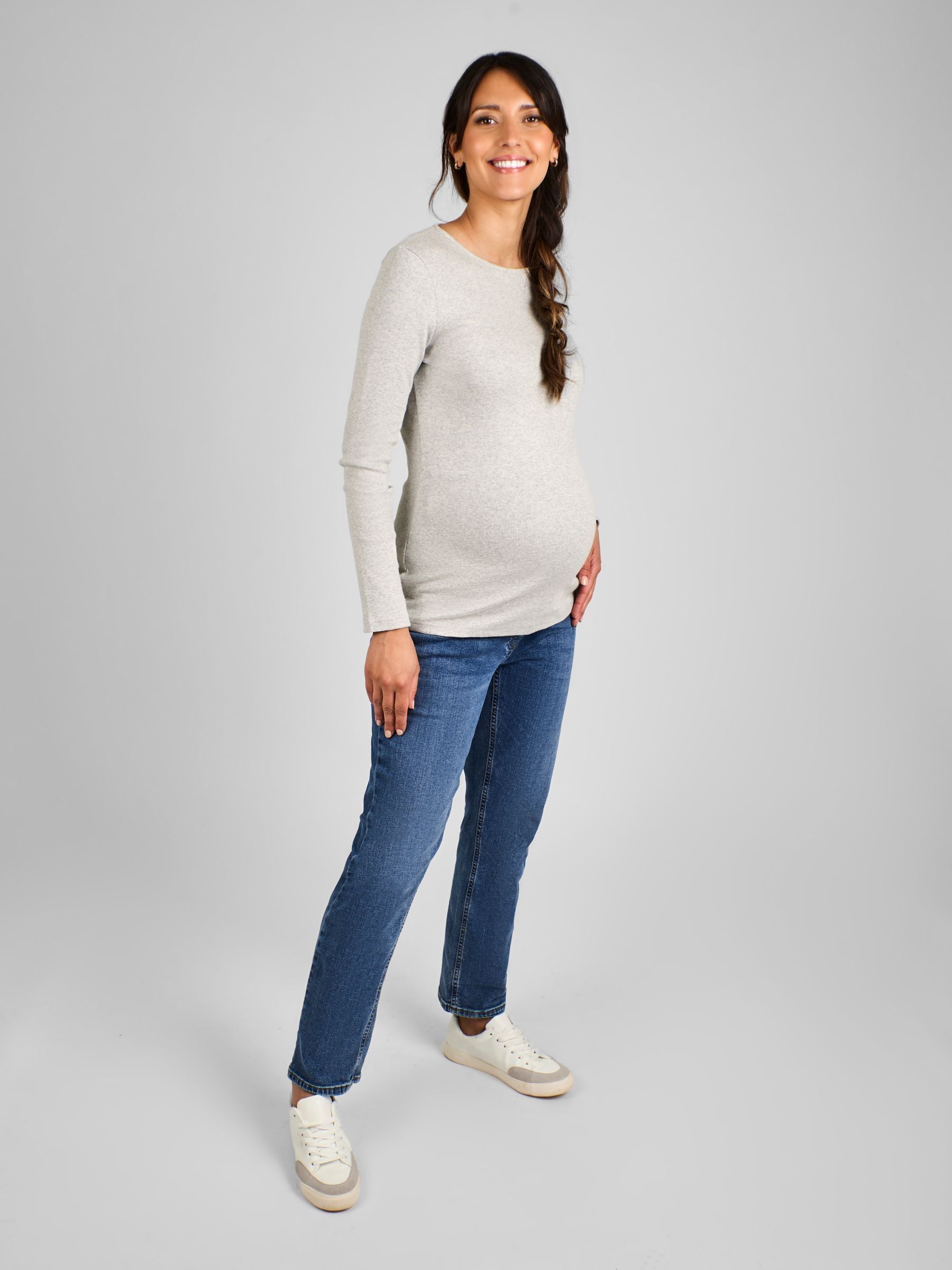 Marl Grey & Blue 2-Pack Ribbed Jersey Maternity Tops - Image 6 of 11
