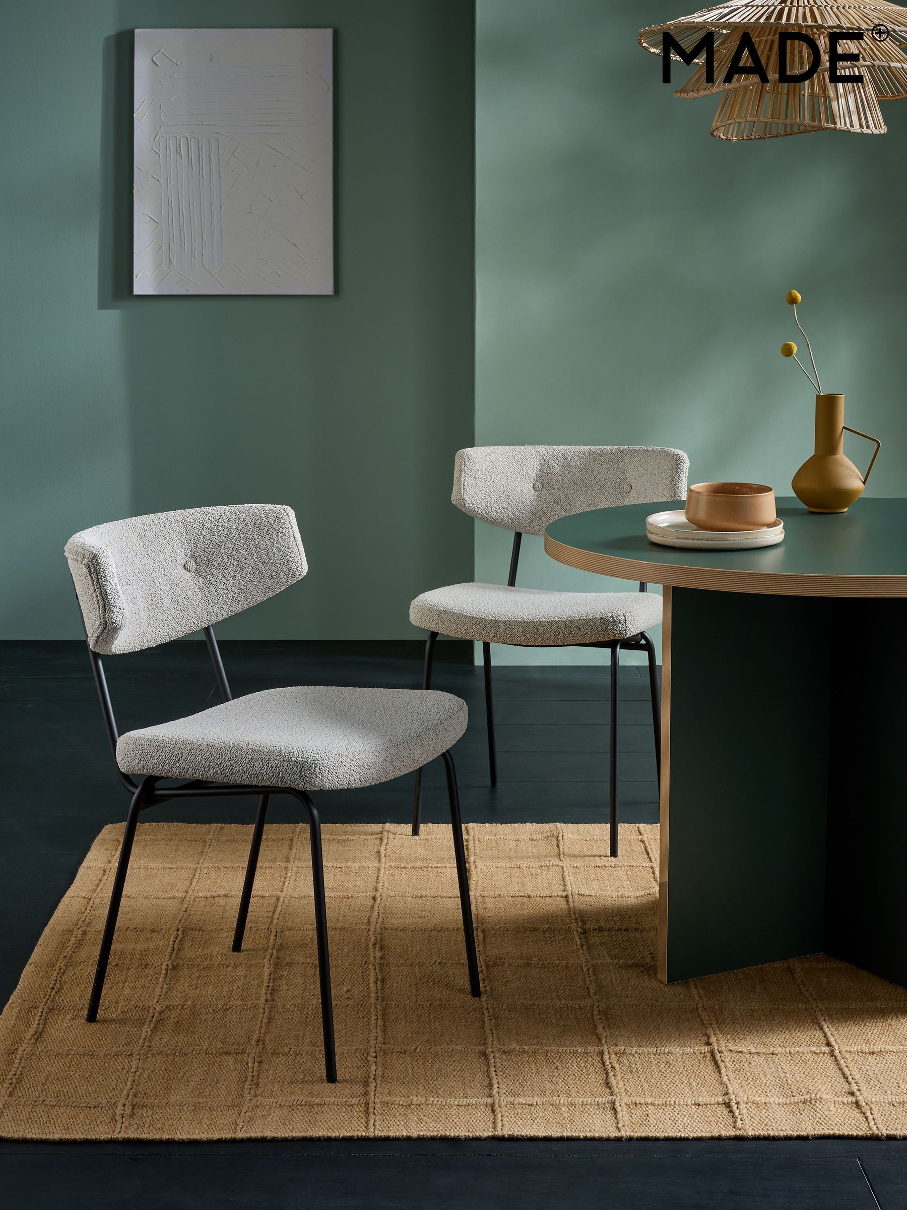 Set of 2 Halina Dining Chairs in White Boucle - Image 10 of 12