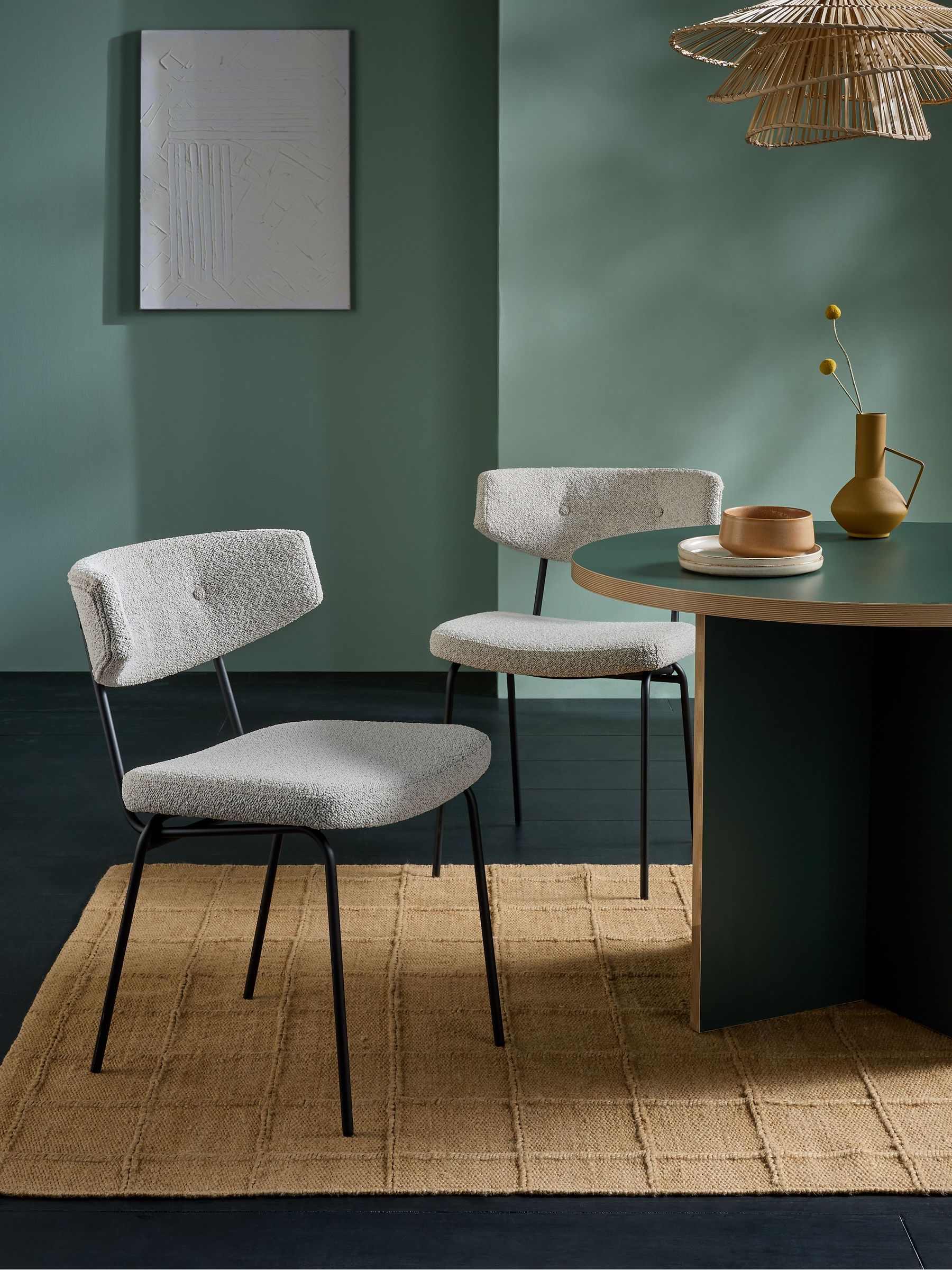 Set of 2 Halina Dining Chairs in White Boucle - Image 7 of 12