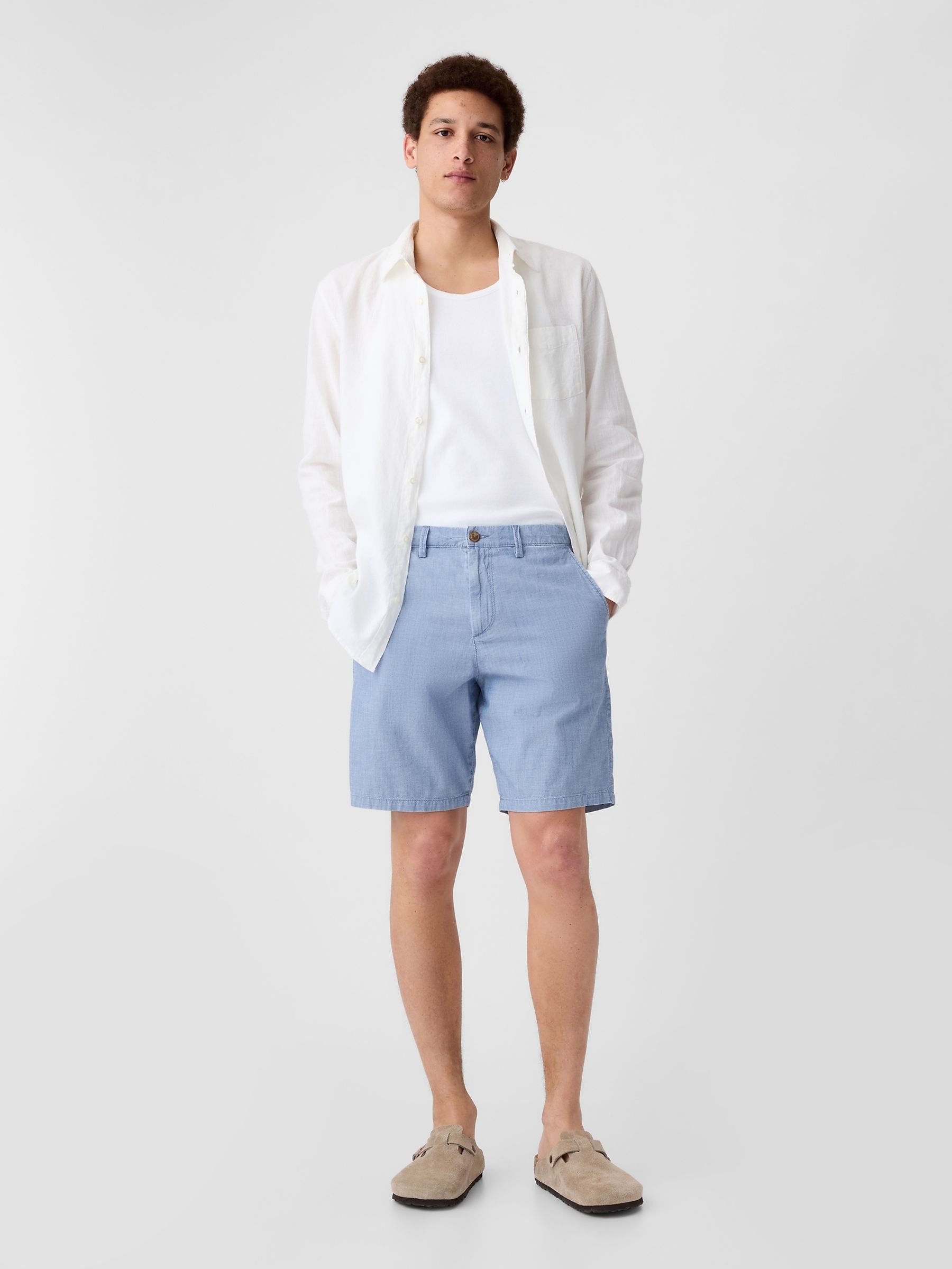 Light Blue 9" Chino Shorts - Image 1 of 4