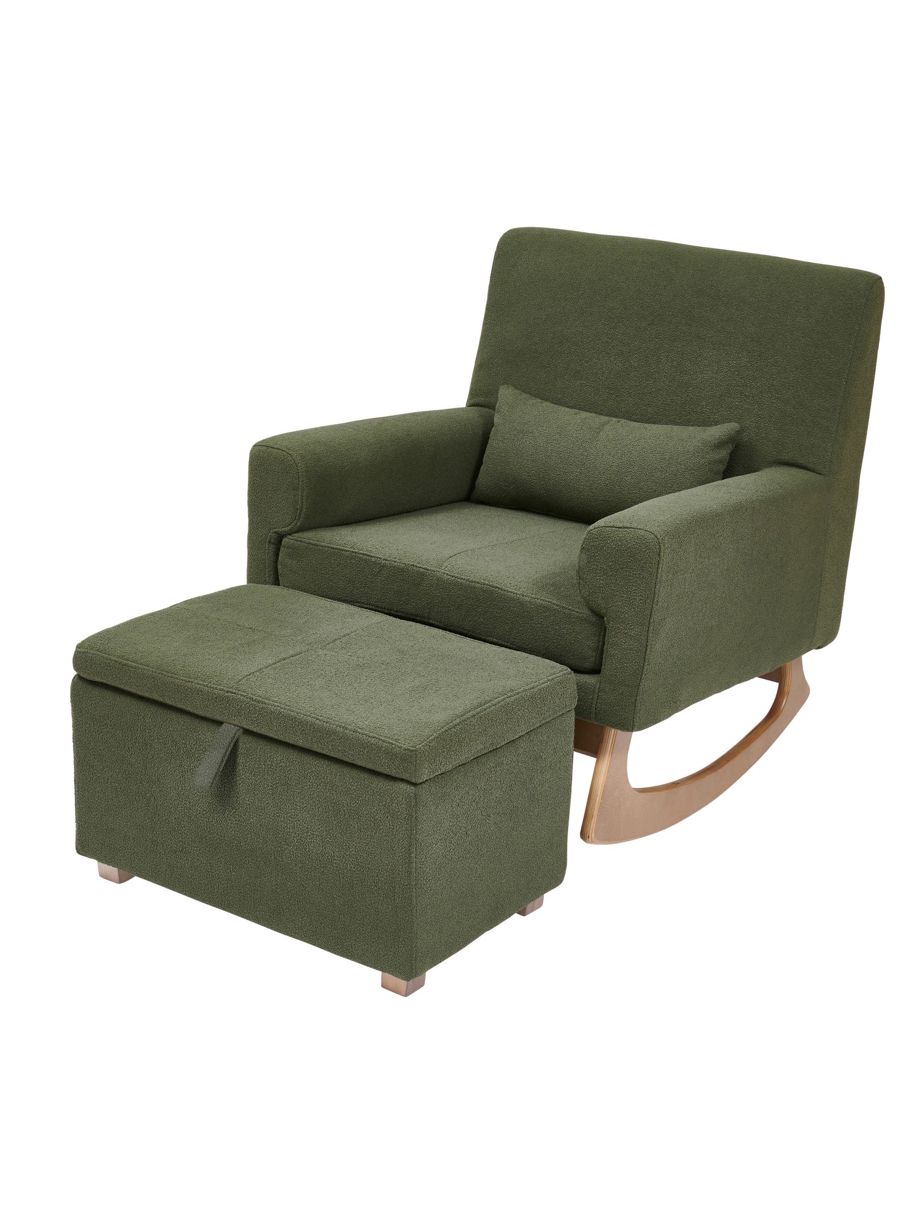 Gaia Baby Forest Green Nursing Rocking Chair with Footstool - Image 2 of 6