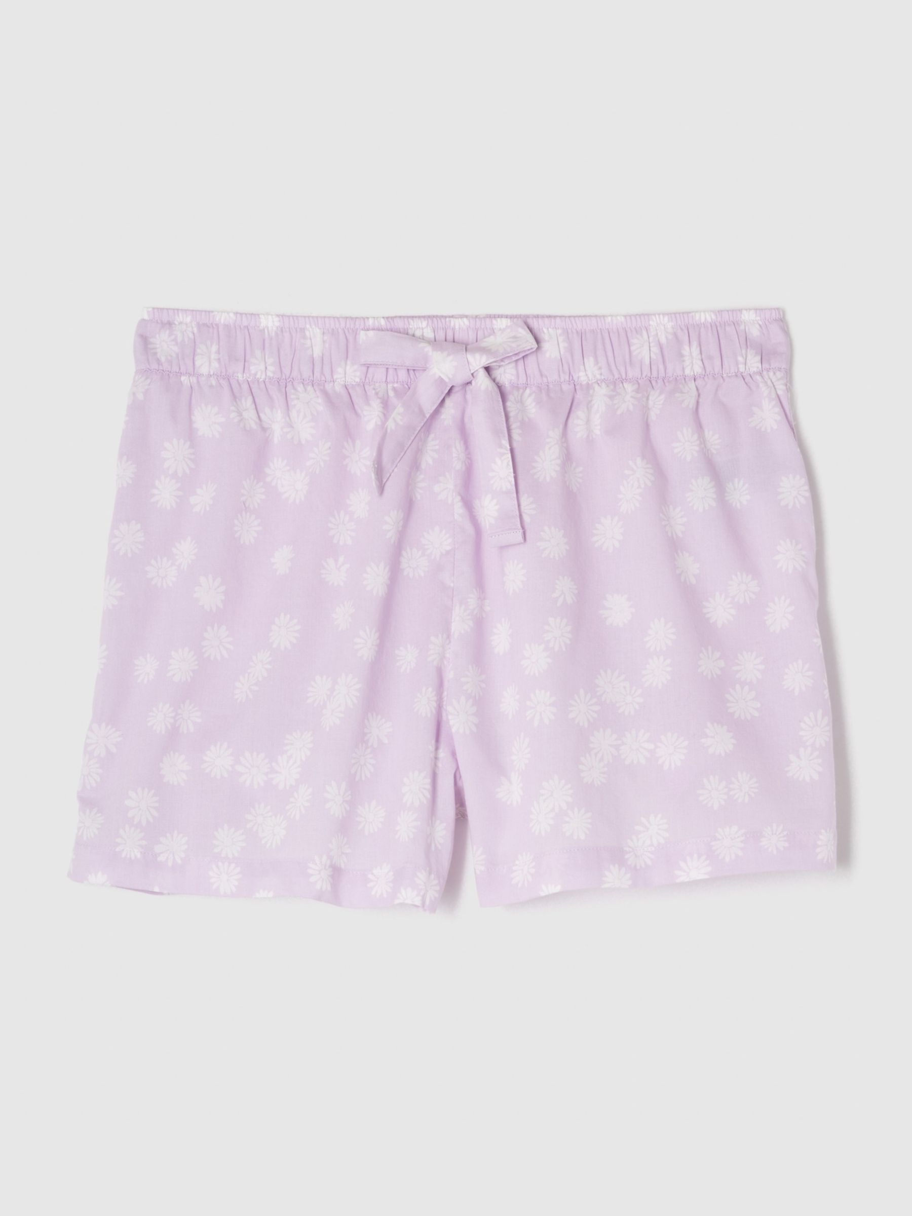 Light Purple Cotton Poplin Print Pyjama Shorts - Image 1 of 2