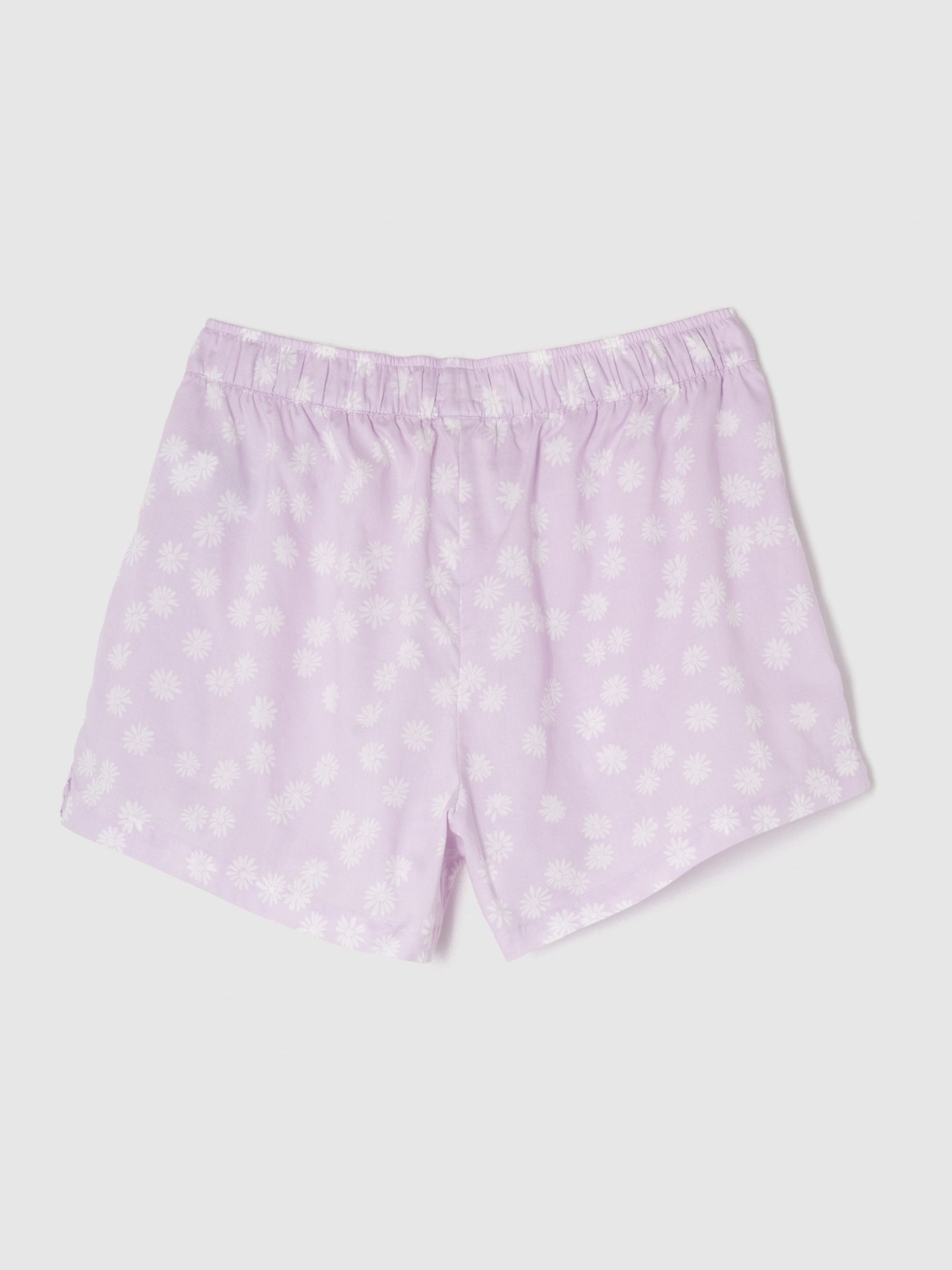 Light Purple Cotton Poplin Print Pyjama Shorts - Image 2 of 2