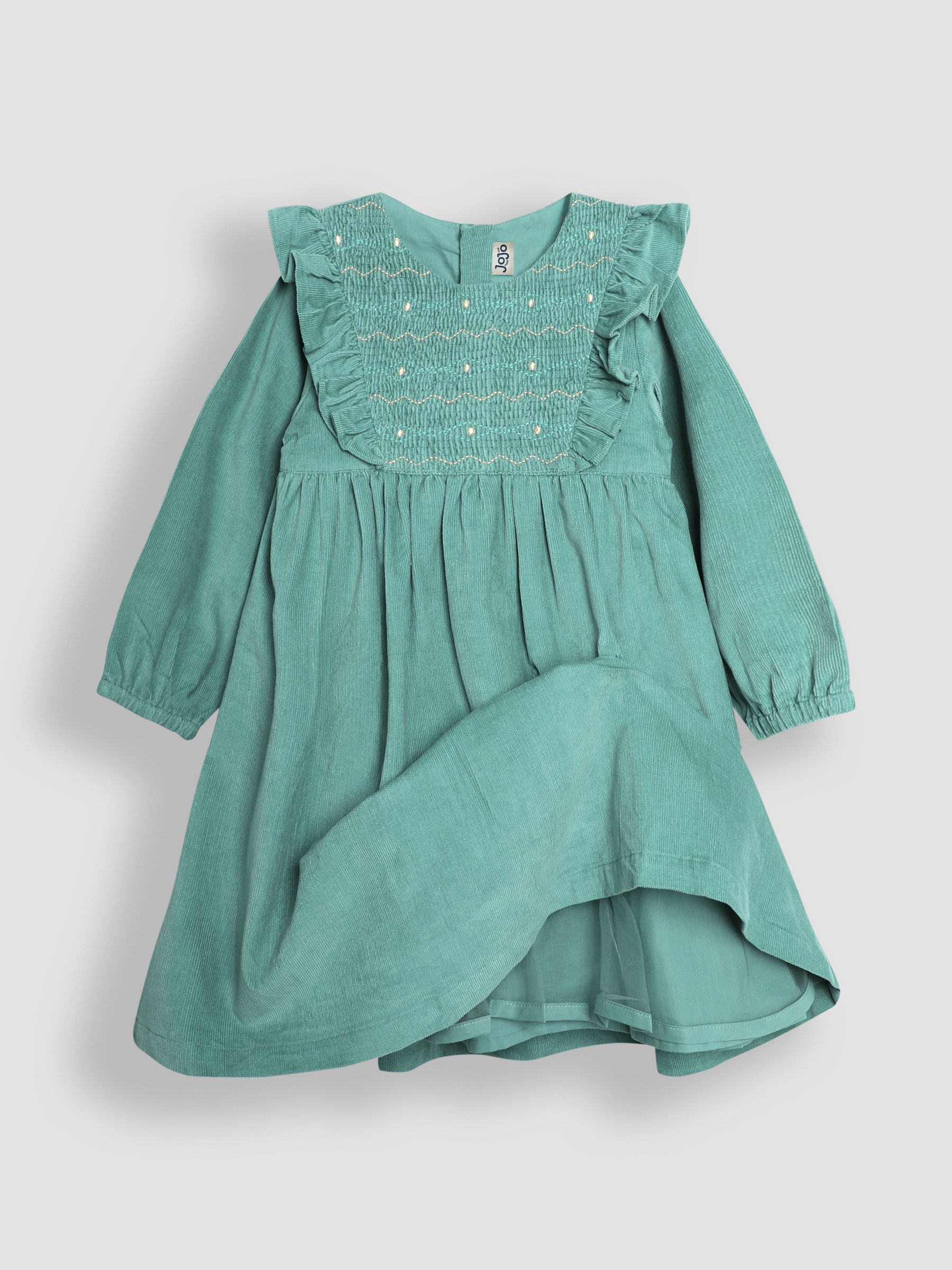 Green Cord Smocked Frill Party Dress - Image 3 of 4
