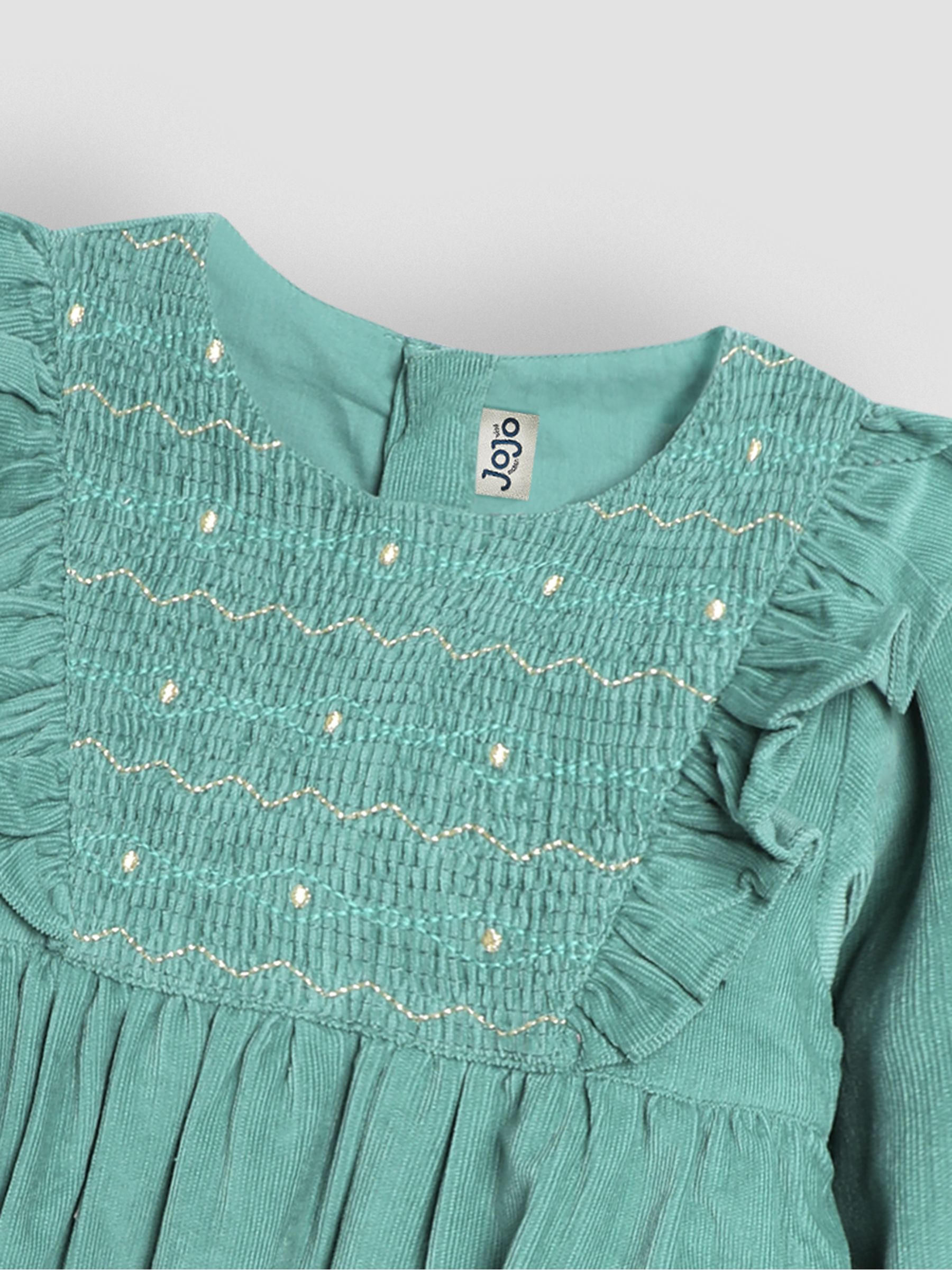 Green Cord Smocked Frill Party Dress - Image 4 of 4