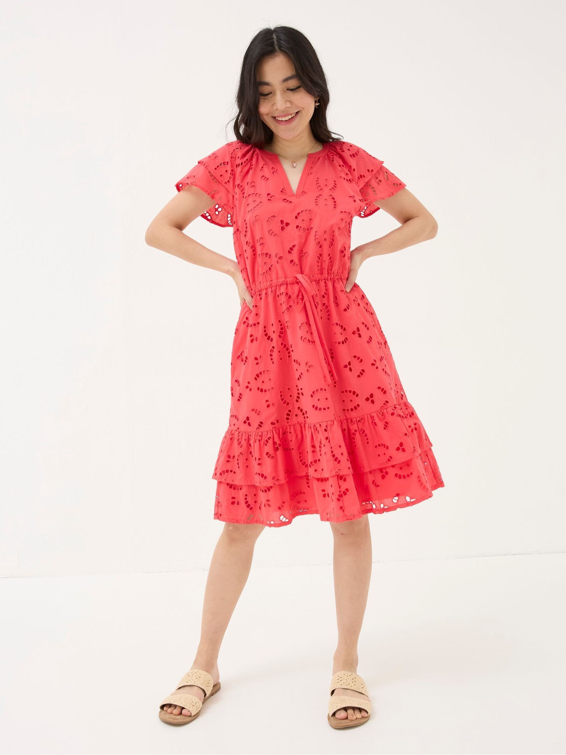 Brady Red Broderie Dress - Image 2 of 6