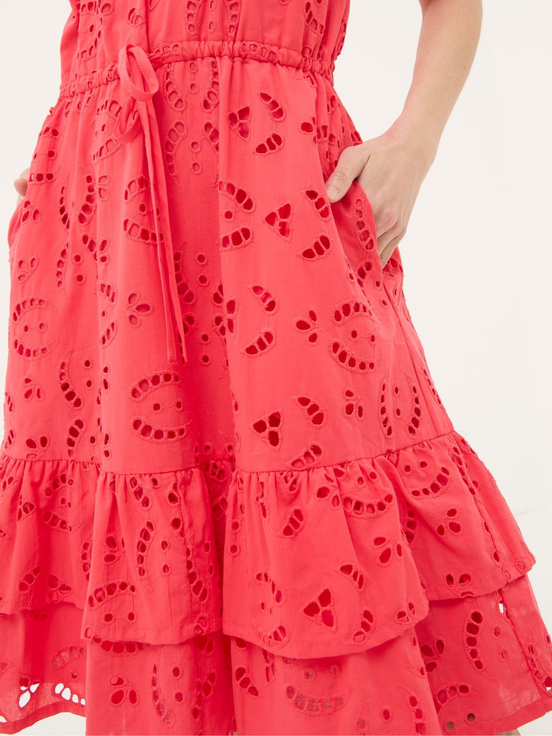 Brady Red Broderie Dress - Image 4 of 6