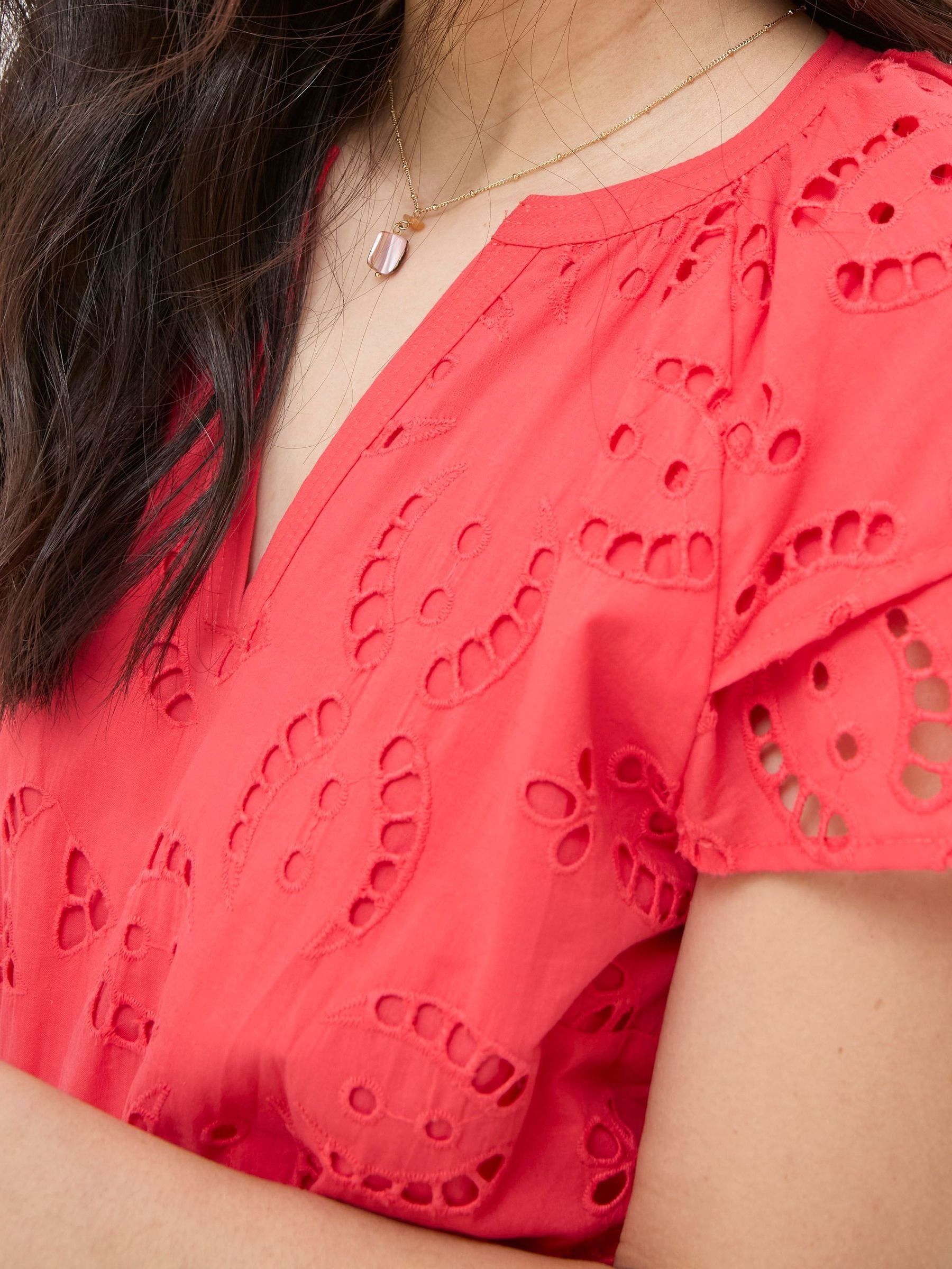 Brady Red Broderie Dress - Image 5 of 6