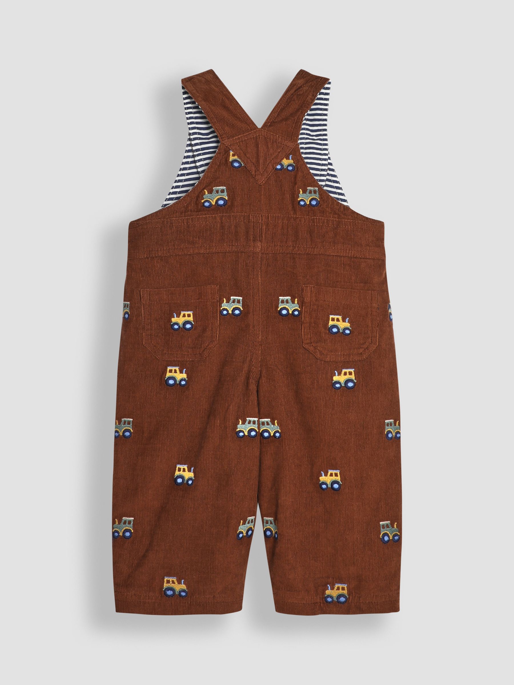 Toffee Brown Tractor Embroidered Cord Dungarees - Image 2 of 3