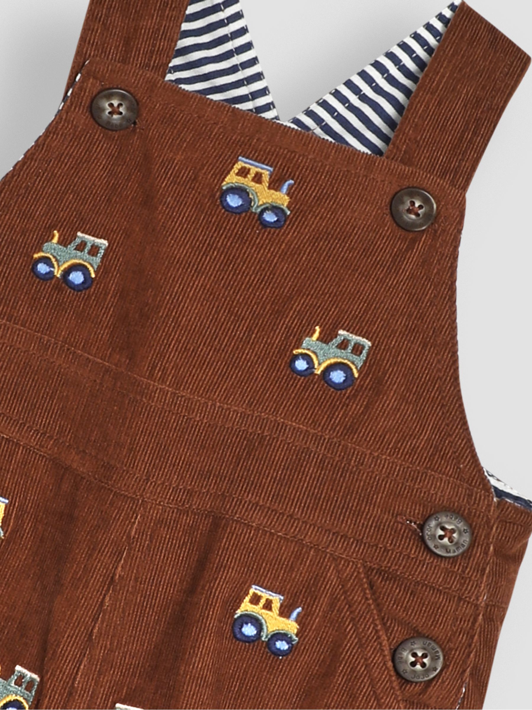 Toffee Brown Tractor Embroidered Cord Dungarees - Image 3 of 3