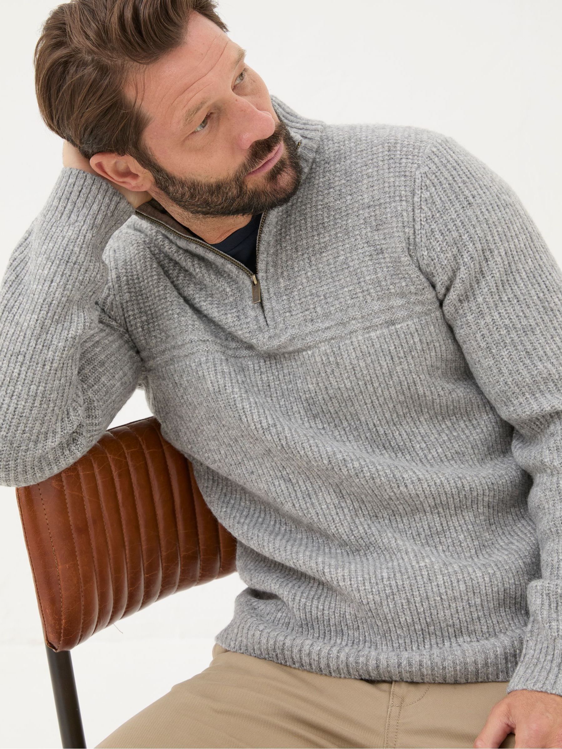 Calder Grey Half Neck Jumper - Image 3 of 5