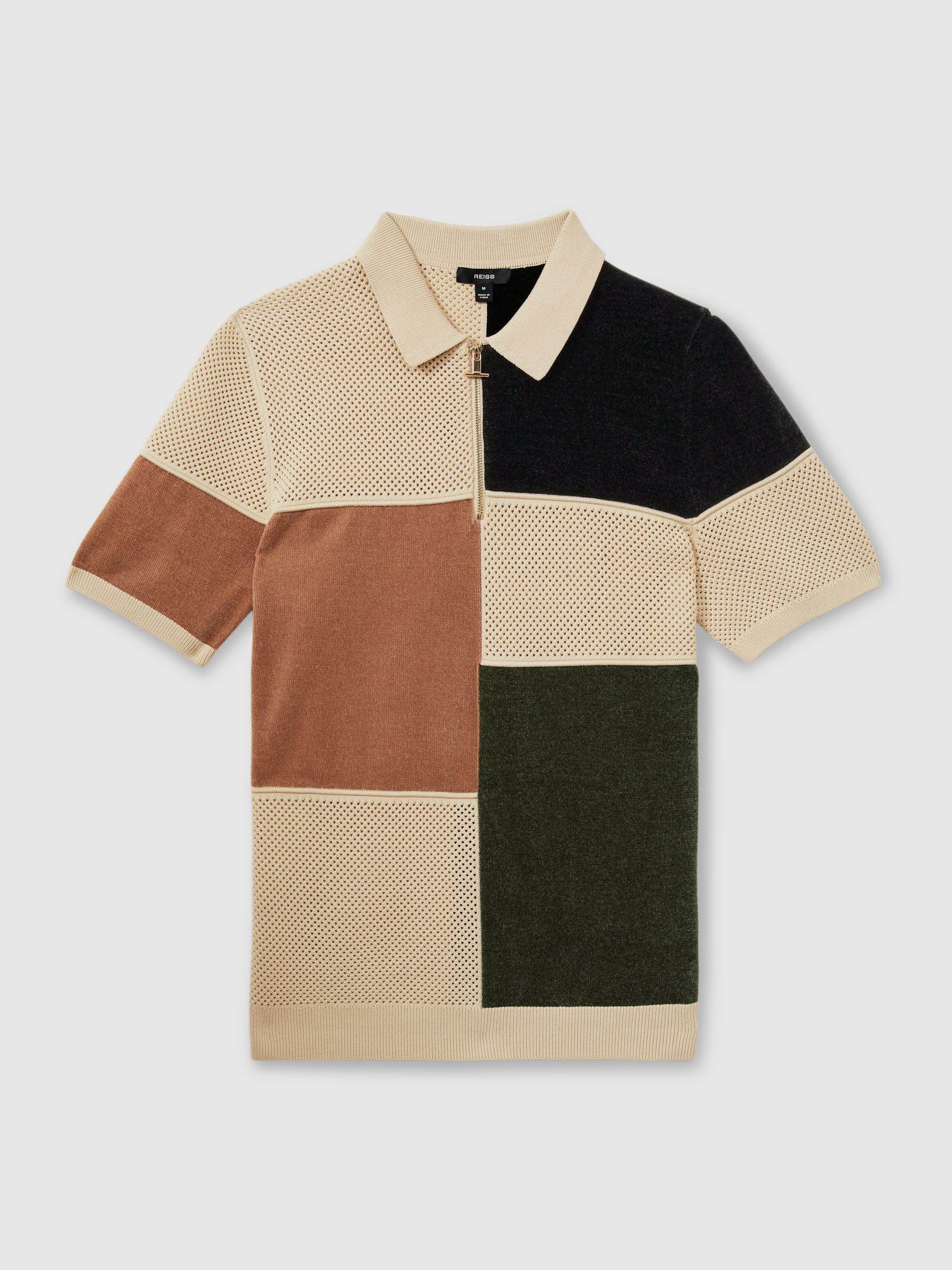 Hybrid Velour Half-Zip Polo Shirt in Green Smoke - Image 2 of 6