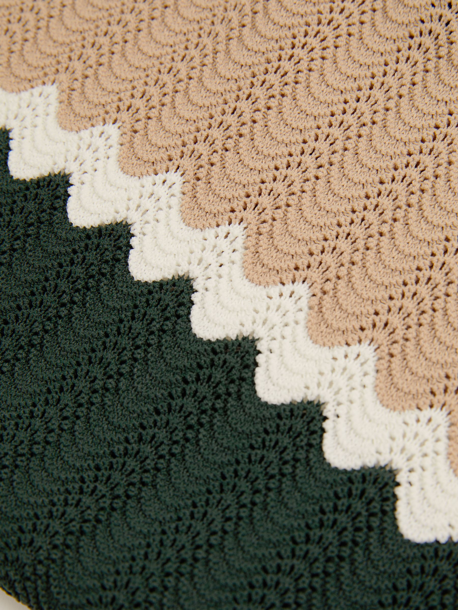 Alton Forest Green/Light Camel Knitted Zig-Zag Half-Zip Polo Shirt - Image 6 of 6