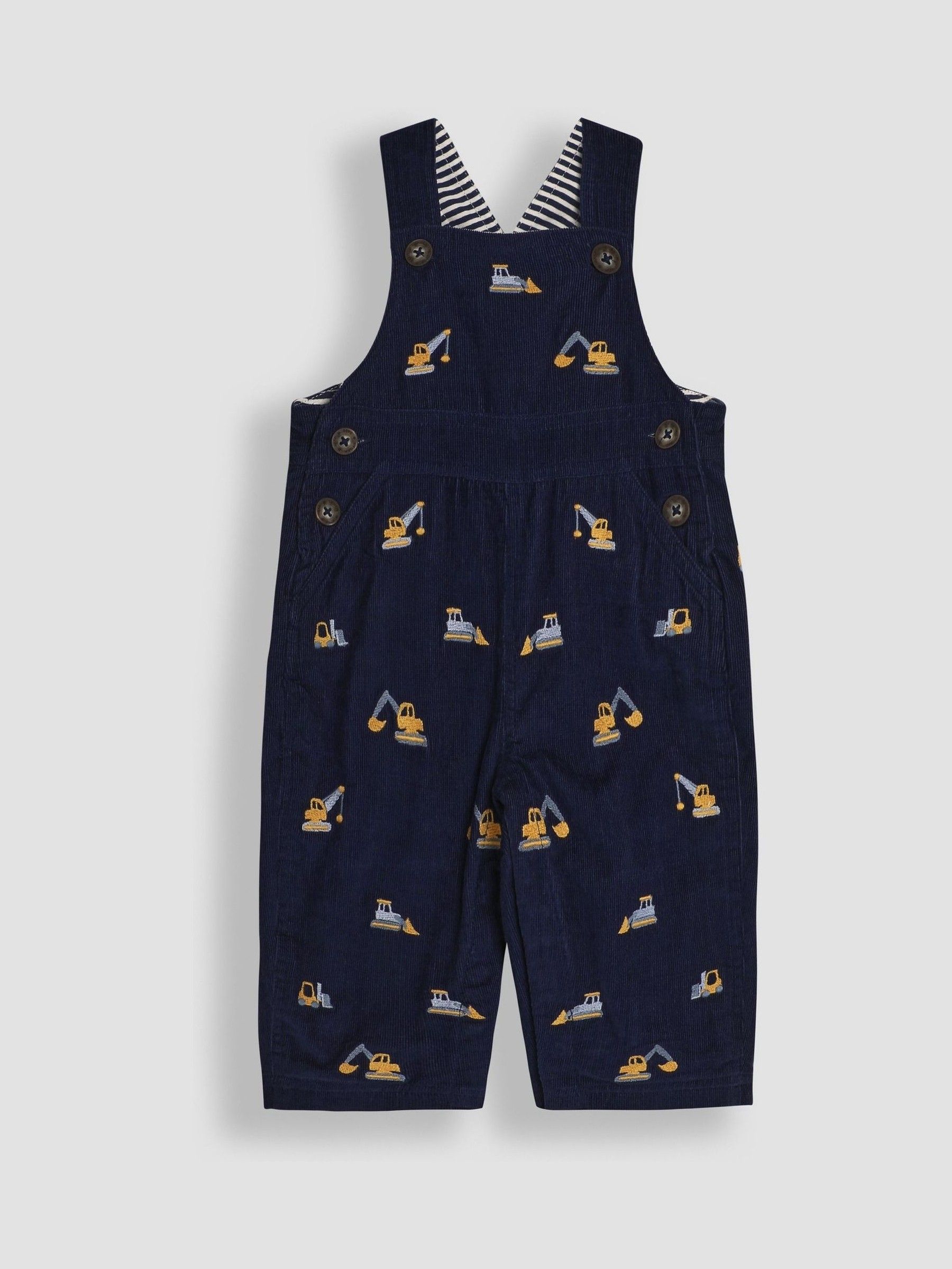 Navy Blue Construction Embroidered Cord Dungarees - Image 1 of 3