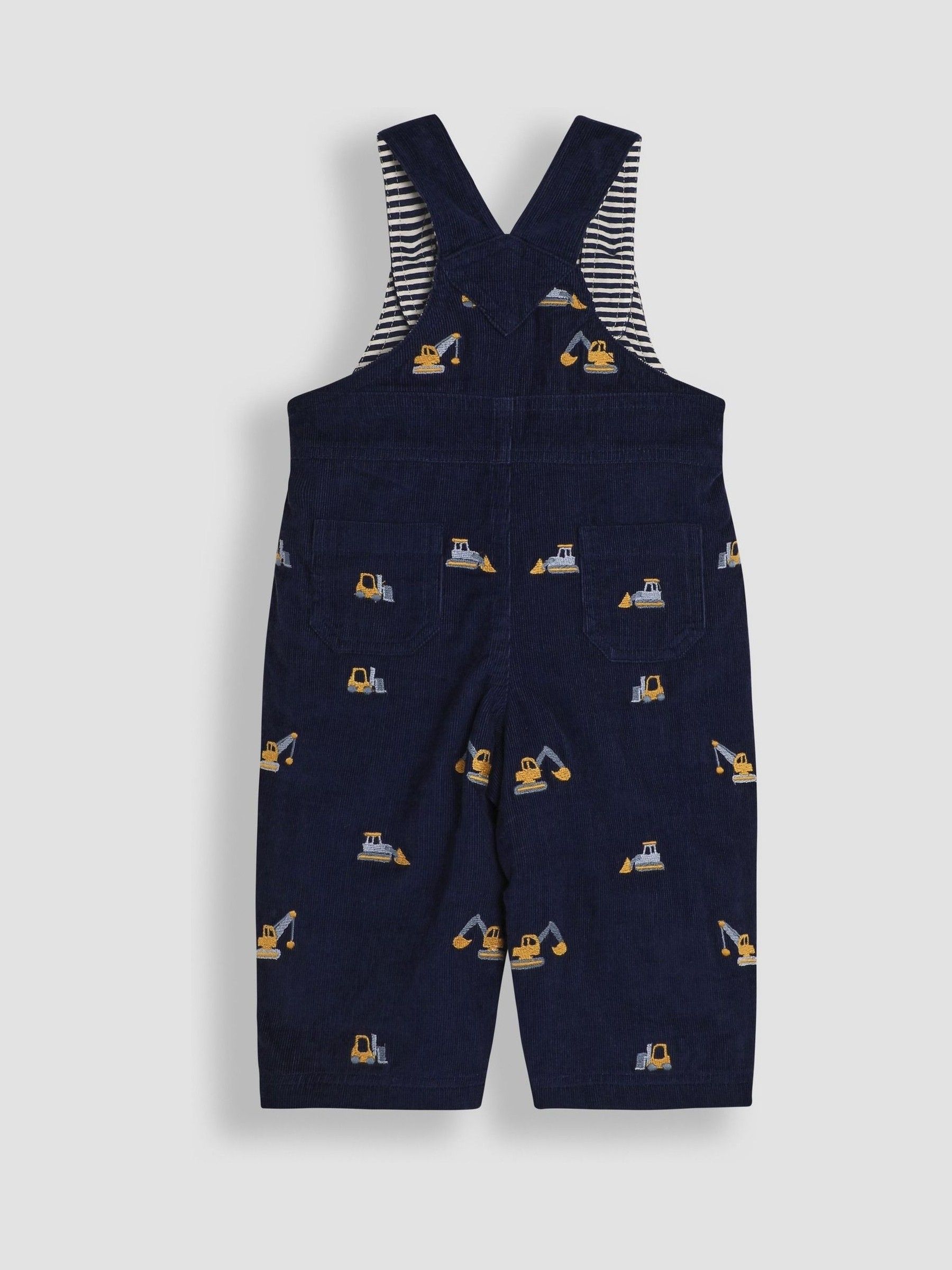 Navy Blue Construction Embroidered Cord Dungarees - Image 2 of 3