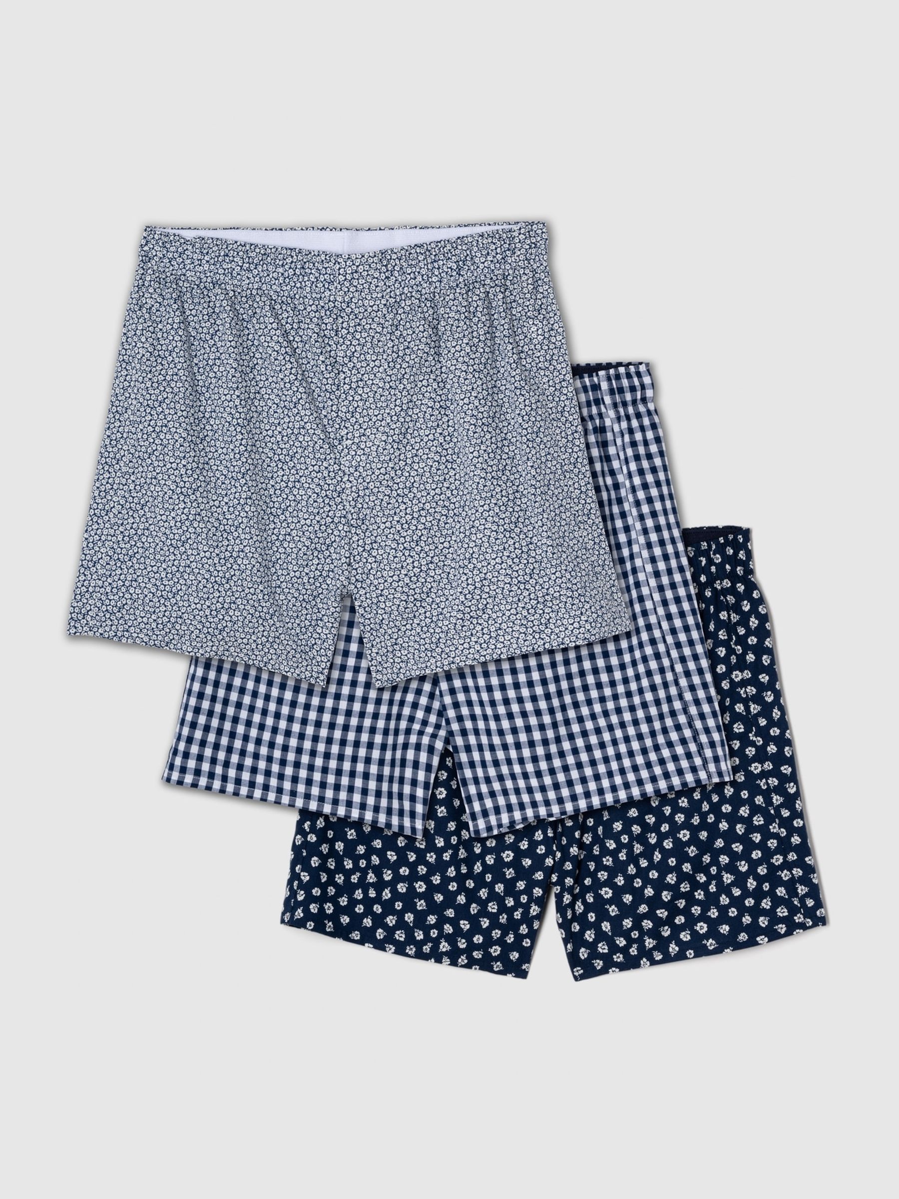 Blue Print Cotton Boxers 3 Pack - Image 1 of 4