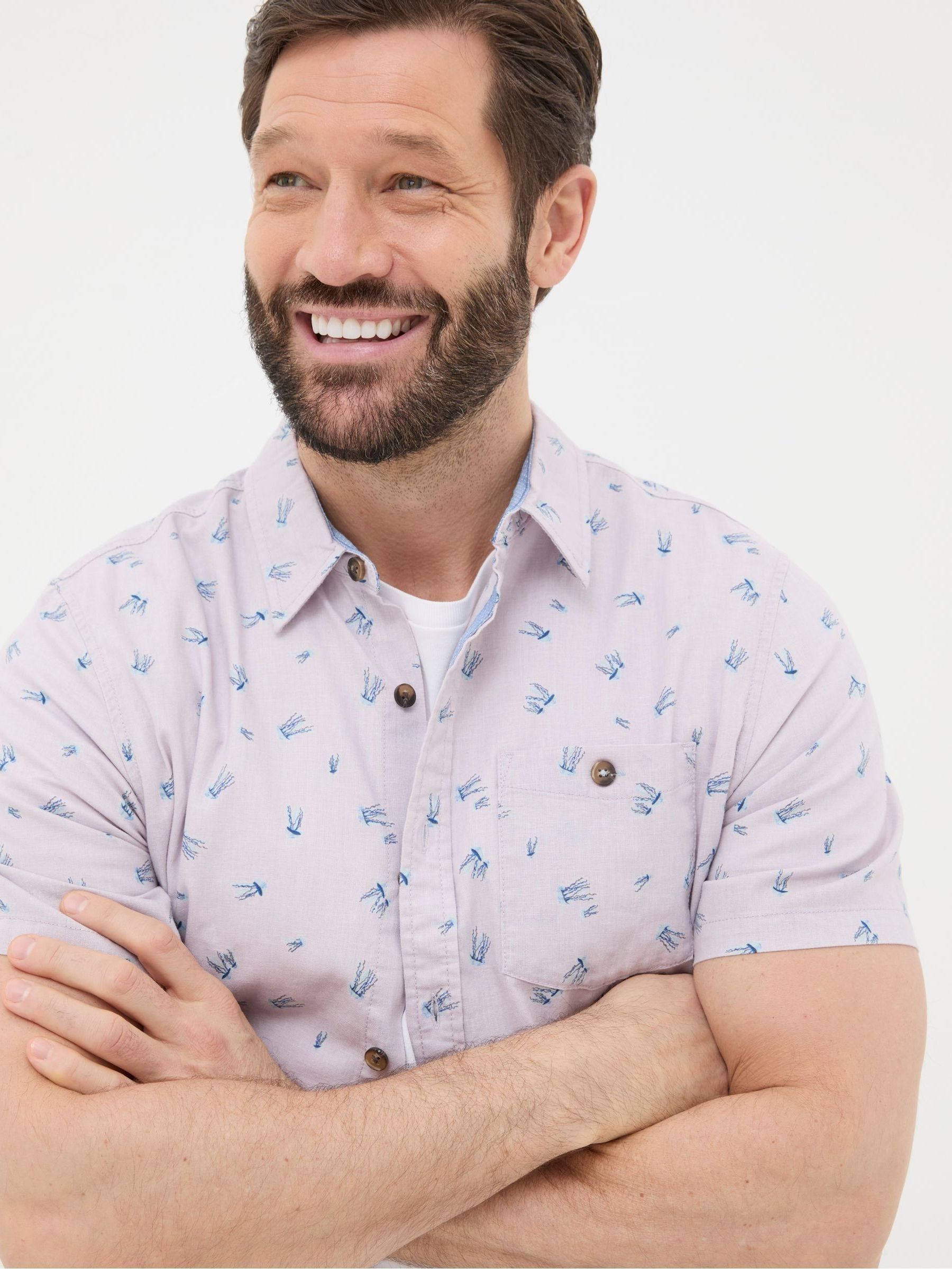 Purple Short Sleeve Jellyfish Print Shirt - Image 2 of 5