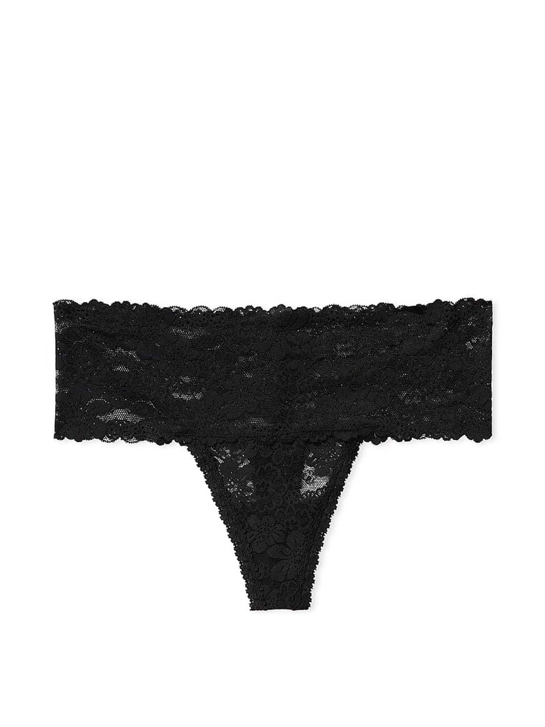 Pure Black High Leg Floral Lace Knickers - Image 3 of 3