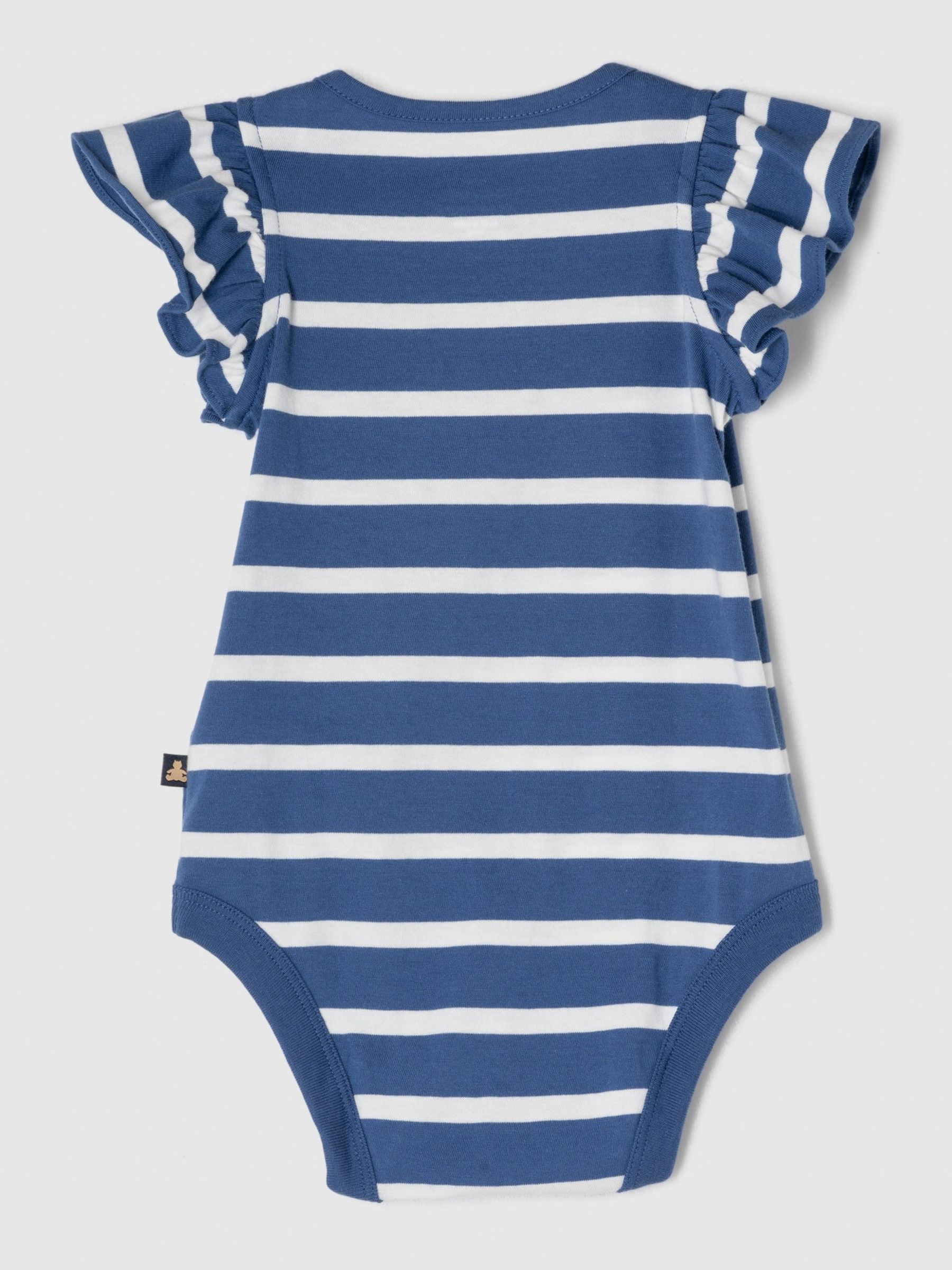Blue Cotton Short Flutter Sleeve Print Baby Bodysuit (Newborn-24mths) - Image 2 of 2