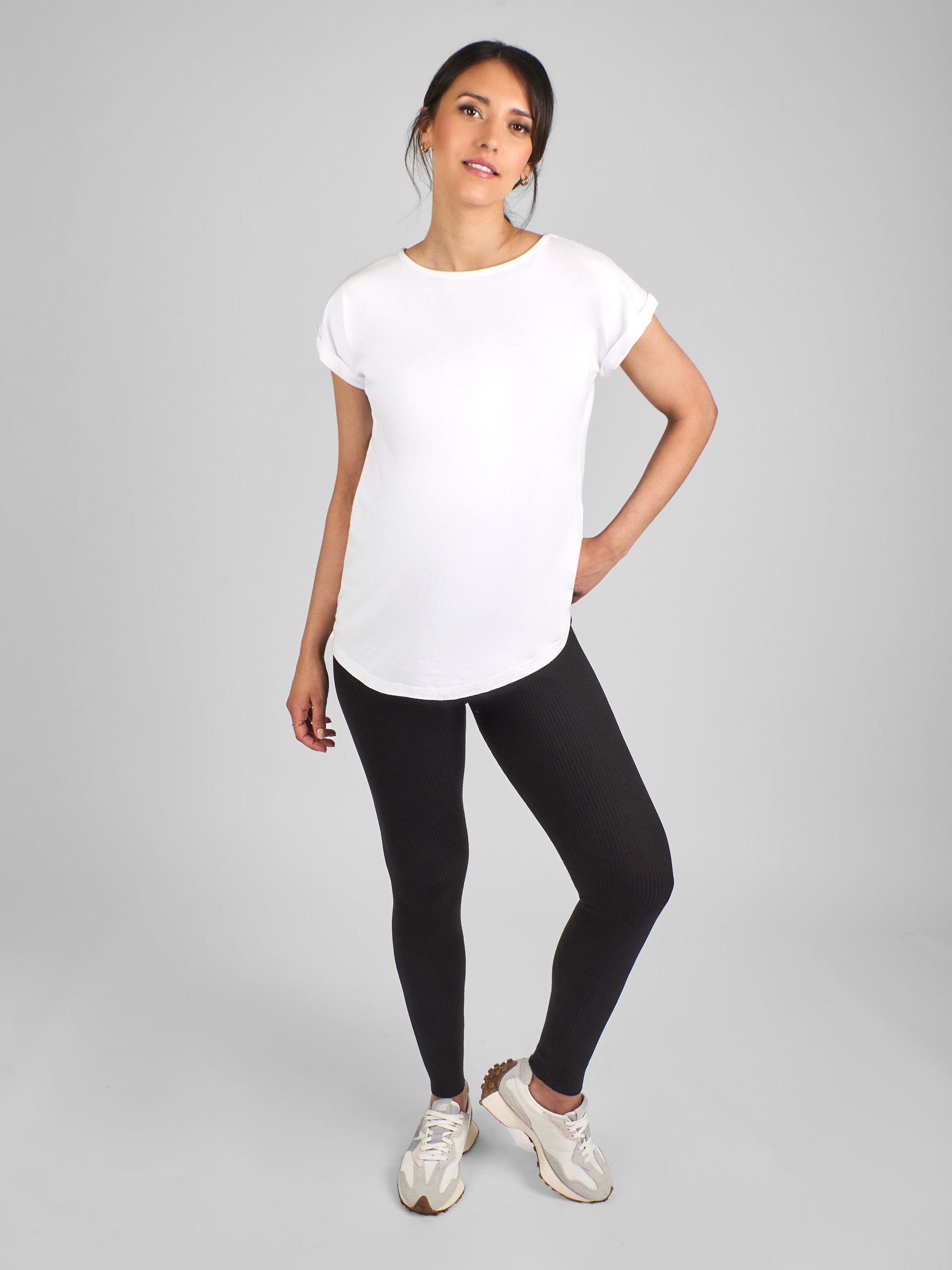 Black Maternity Knitted Rib Leggings - Image 3 of 4