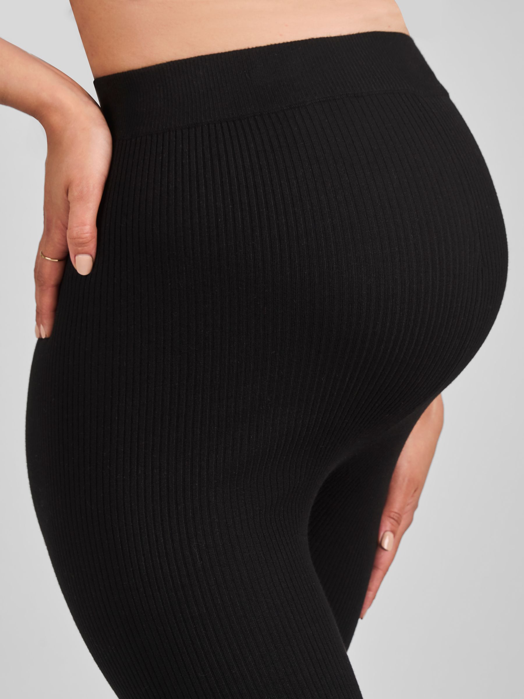 Black Maternity Knitted Rib Leggings - Image 4 of 4