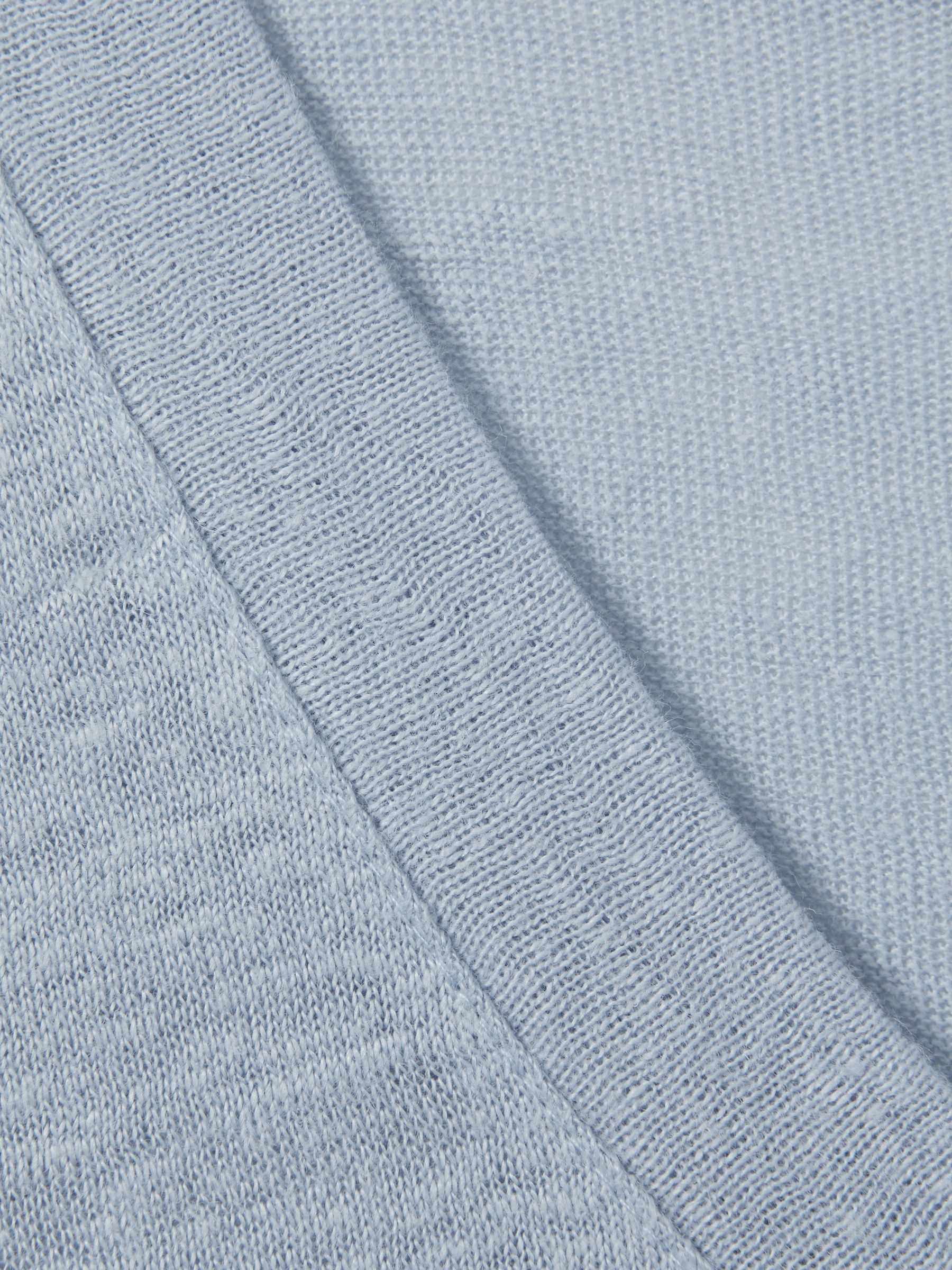 Marled Linen V Neck T-Shirt in Light Blue - Image 6 of 6