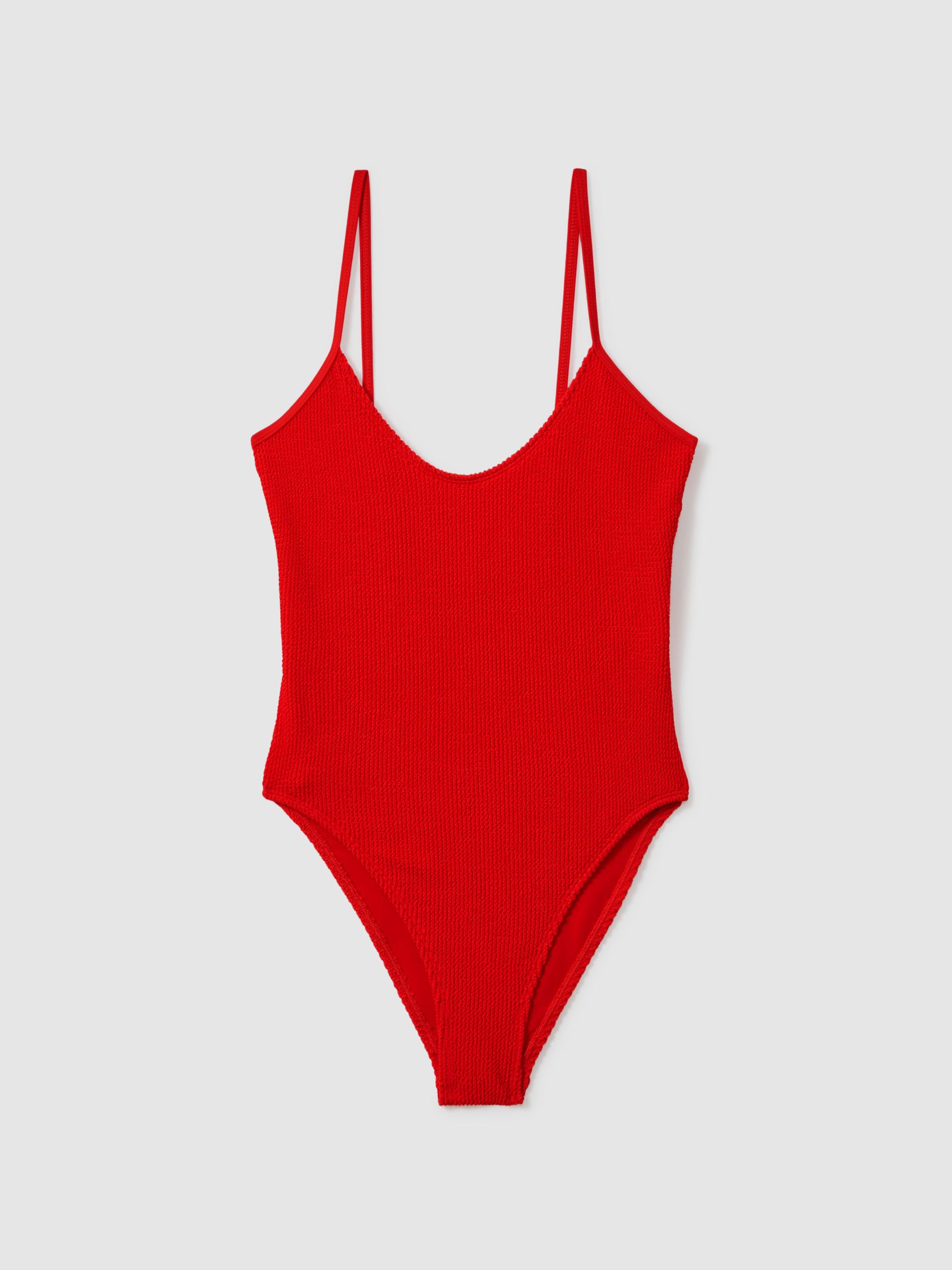 Good American Always Fits Textured Swimsuit in Bright Red - Image 2 of 4