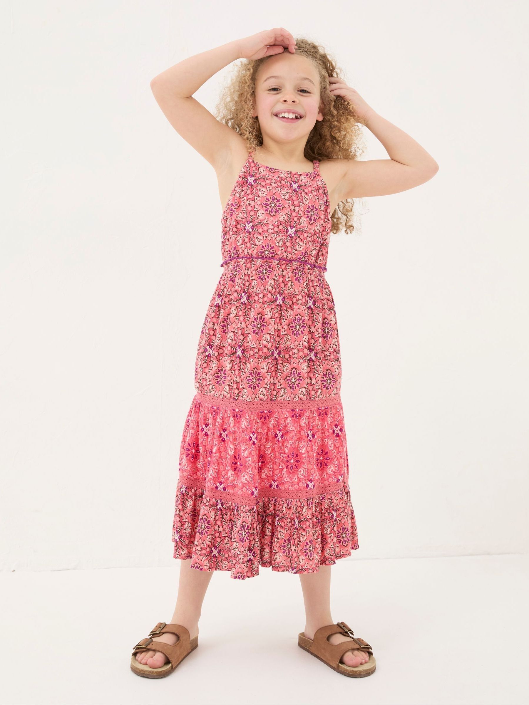 Myla Pink Geo Midi Dress - Image 1 of 4