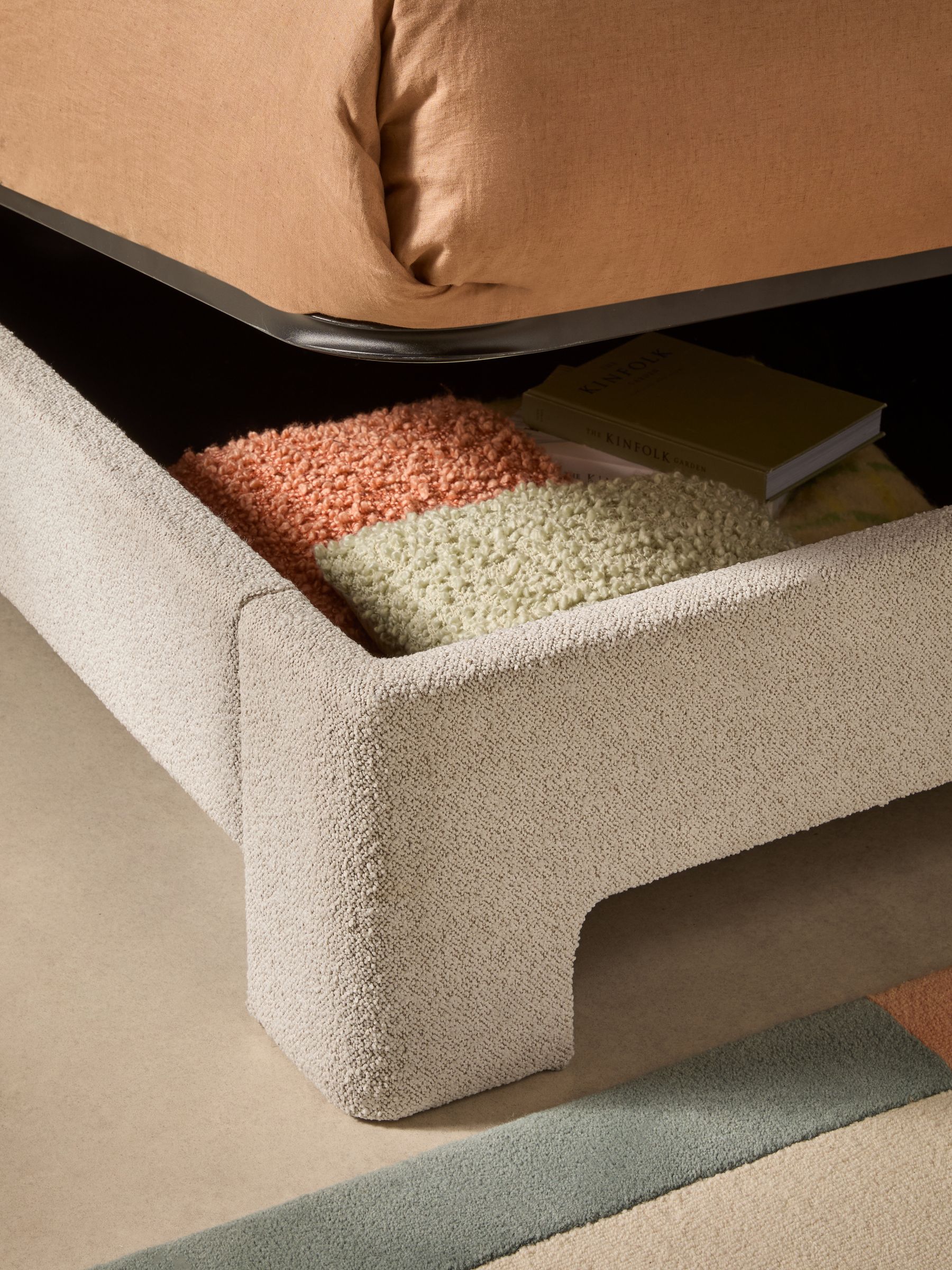 Bed Leonora Ottoman Storage Bed in Off White Boucle in Pax Boucle Off White - Image 2 of 5