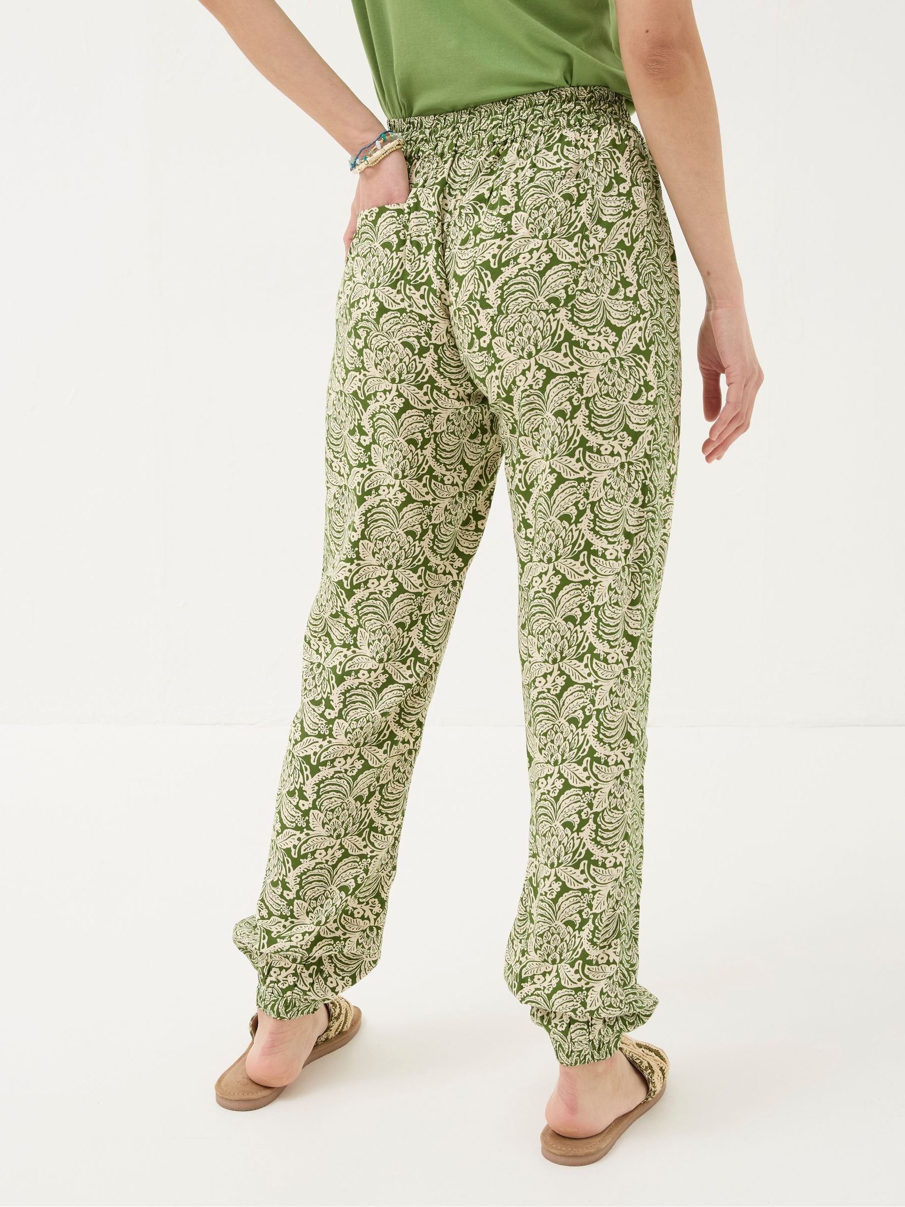 Lyme Green Damask Floral Cuffed Trousers - Image 2 of 4