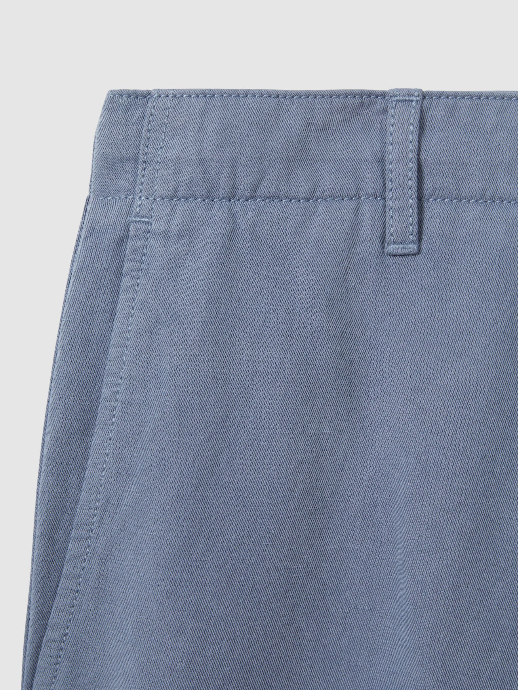 Cotton Linen Blend Internal Drawstring Shorts in Airforce Blue - Image 6 of 6