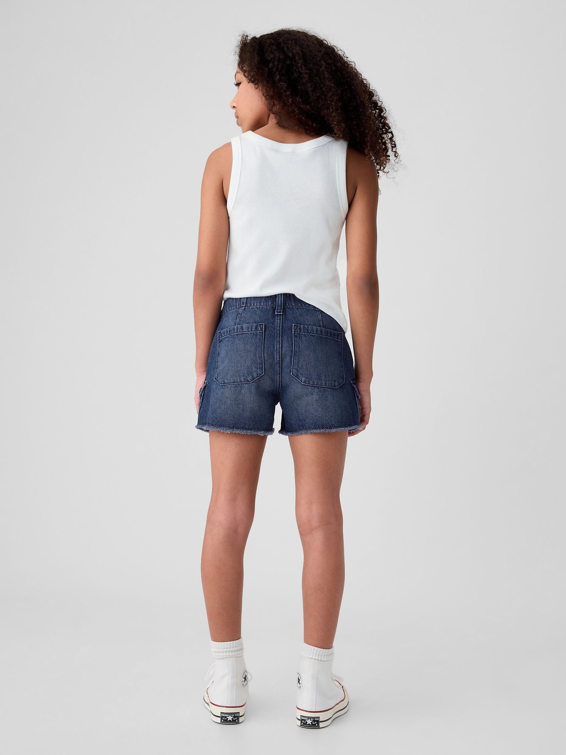 Blue Low Rise Cargo Denim Shorts (5-13yrs) - Image 2 of 5