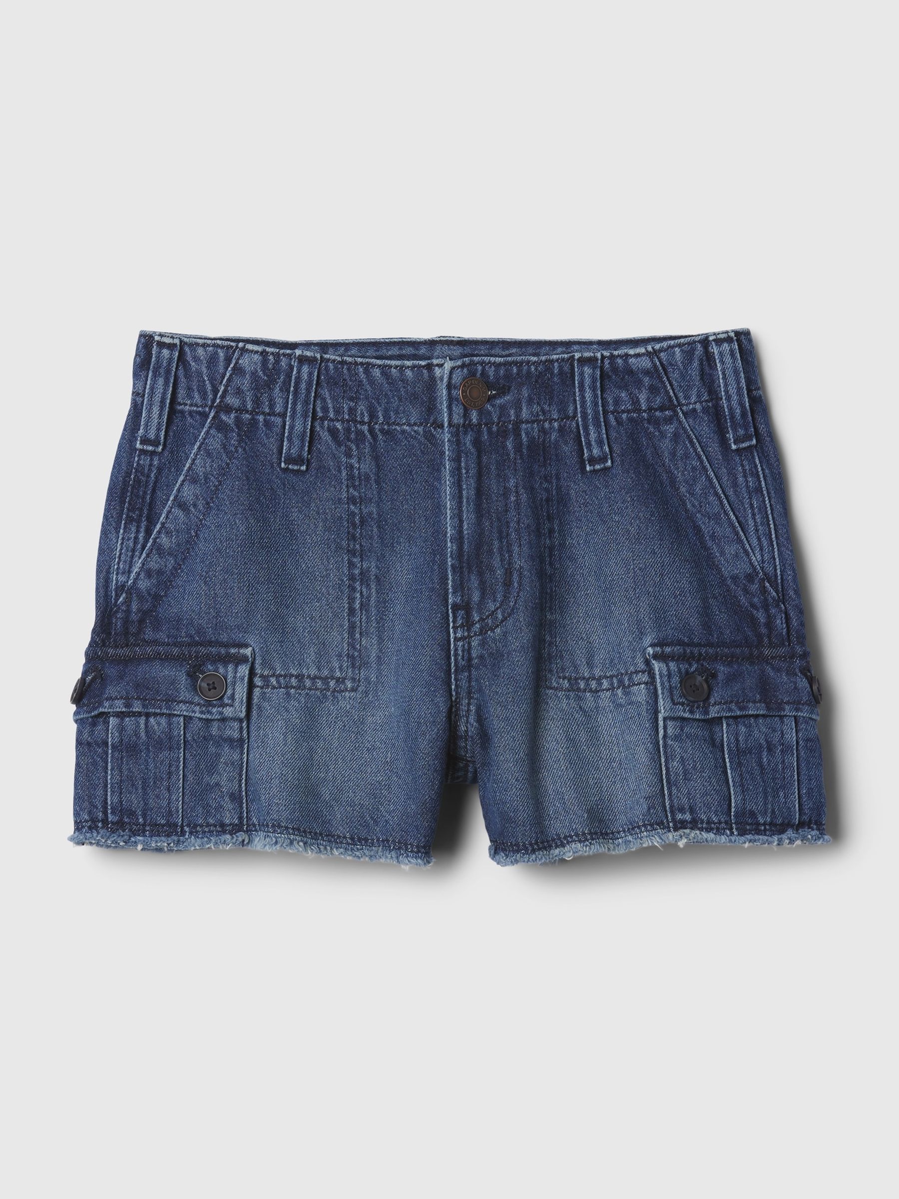 Blue Low Rise Cargo Denim Shorts (5-13yrs) - Image 4 of 5